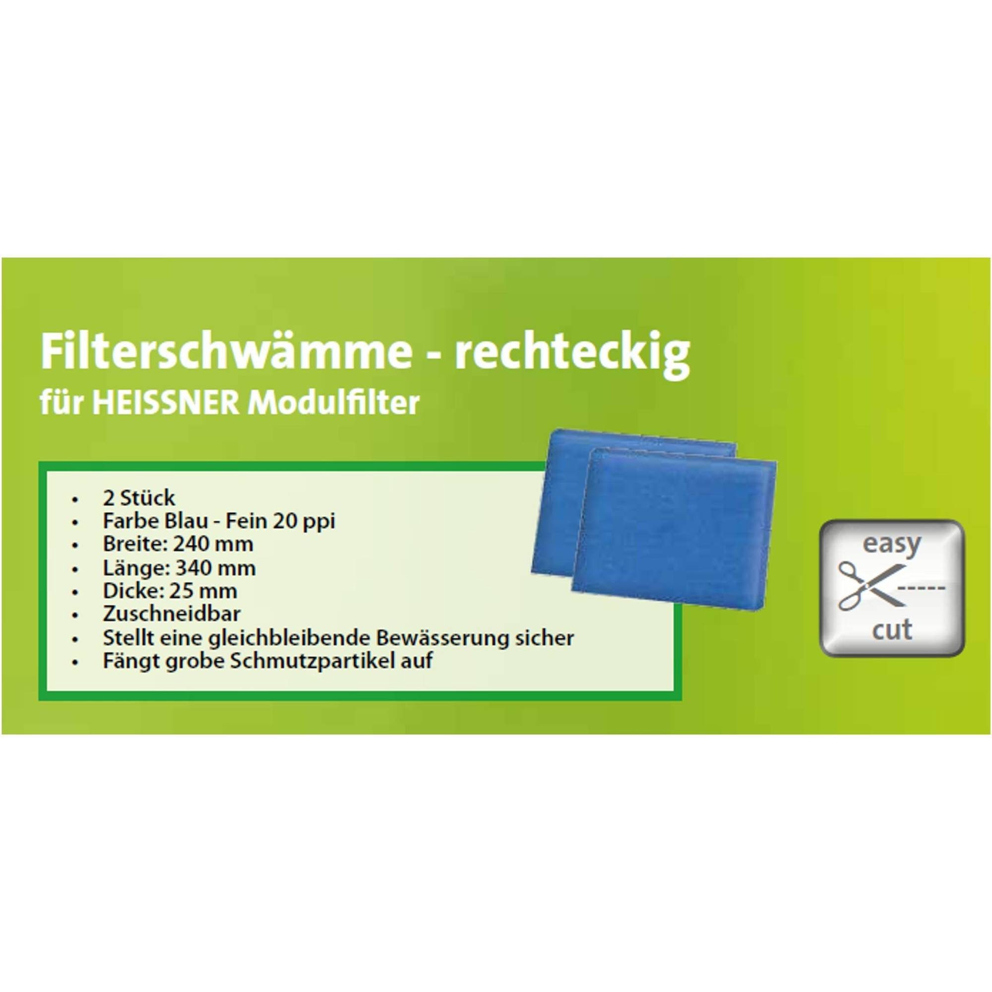 Heissner Teichfilter Filterschwamm Filtermaterial Filter rechteckig 2er (1 St)