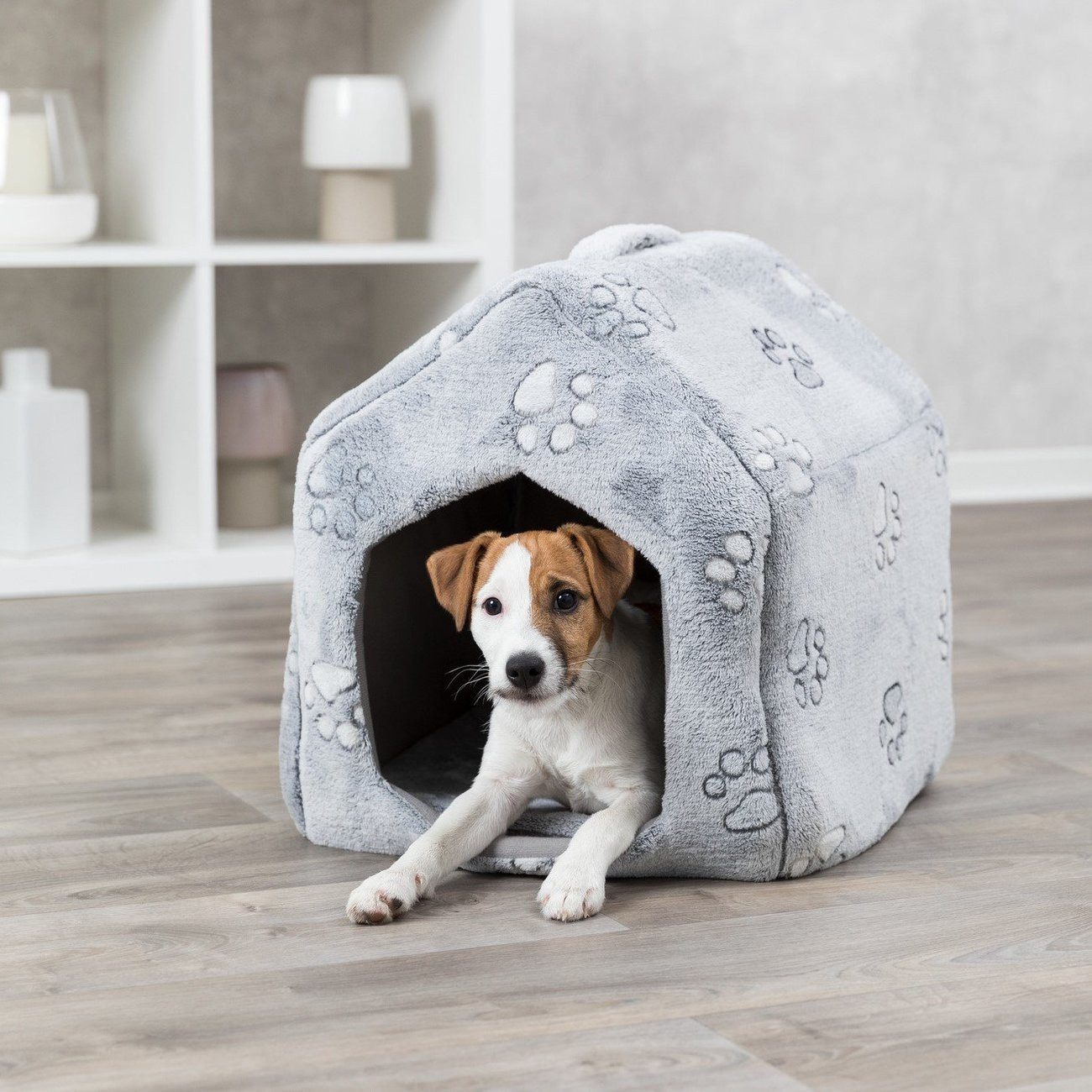 JEELINBORE Haustierbett In Hai-Form – Weicher Schlafsack Für Hunde & Katzen, Größe M (50x50x48 Cm)