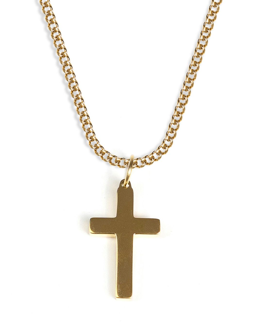 UNSHINEBAR Kette mit Anhänger Kreuz Halskette Cuban in Silber und Gold für Herren und Damen