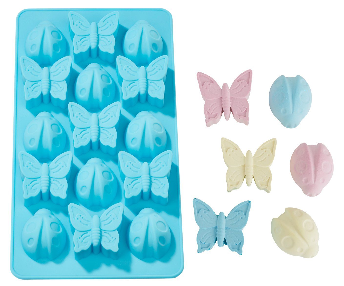 HobbyFun Modellierwerkzeug Silikon-Gießform Marienkäfer & Schmetterling, 2 Motive