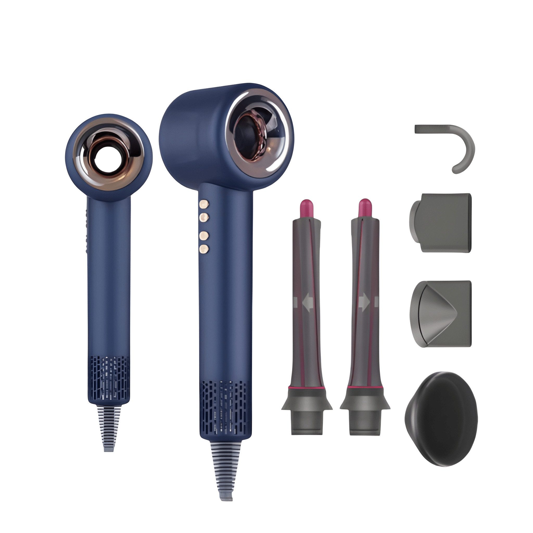 Athlix Ionic-Haartrockner Negativ Ionen Föhn Haartrockner Multifunktional Warm und Kalt, 1600 W, 1.600 W, 110.000 U/min, 6 Aufsätze