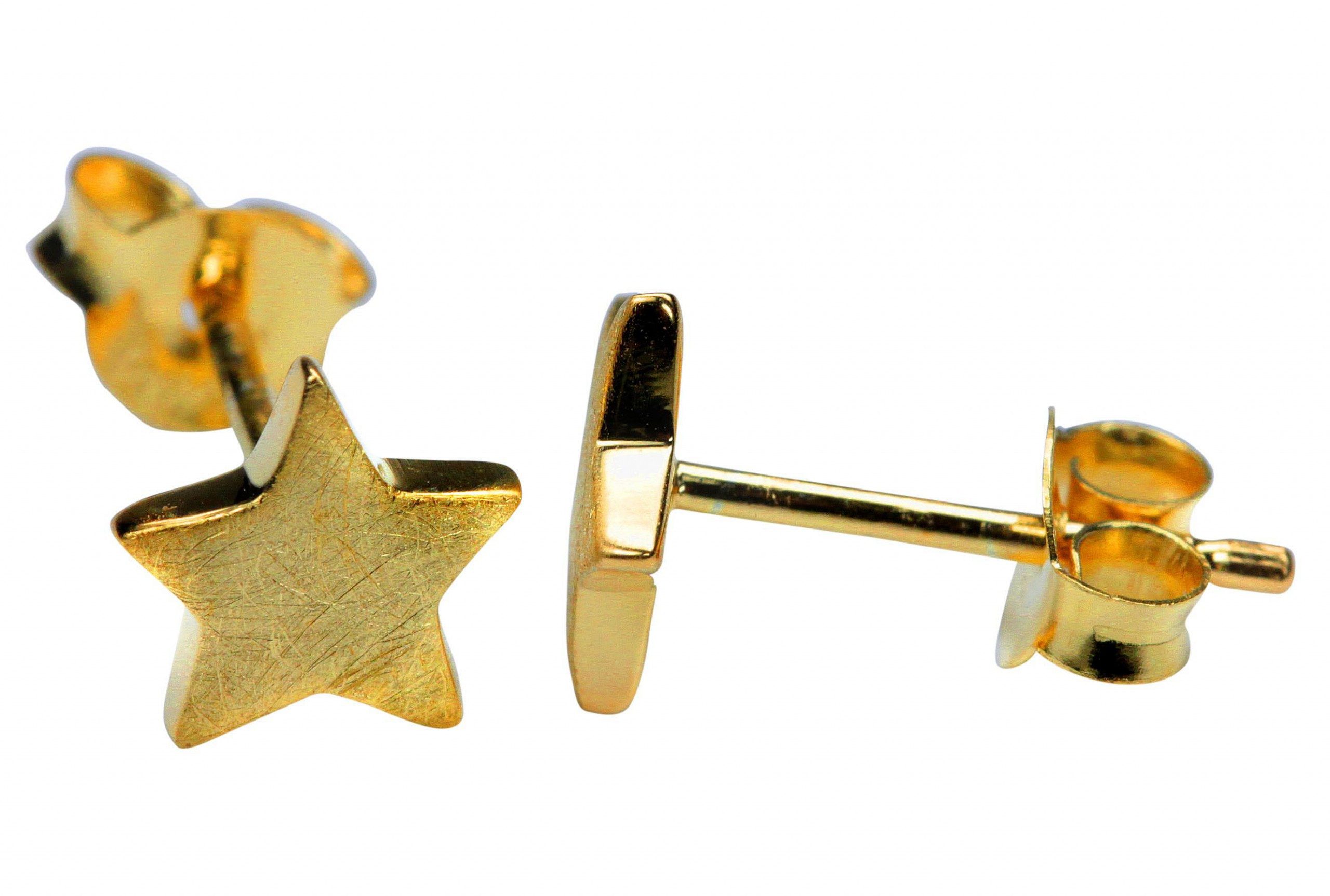 SILBERMOOS Paar Ohrstecker Ohrstecker "Mein kleiner Stern" vergoldet, 925 Sterling Silber