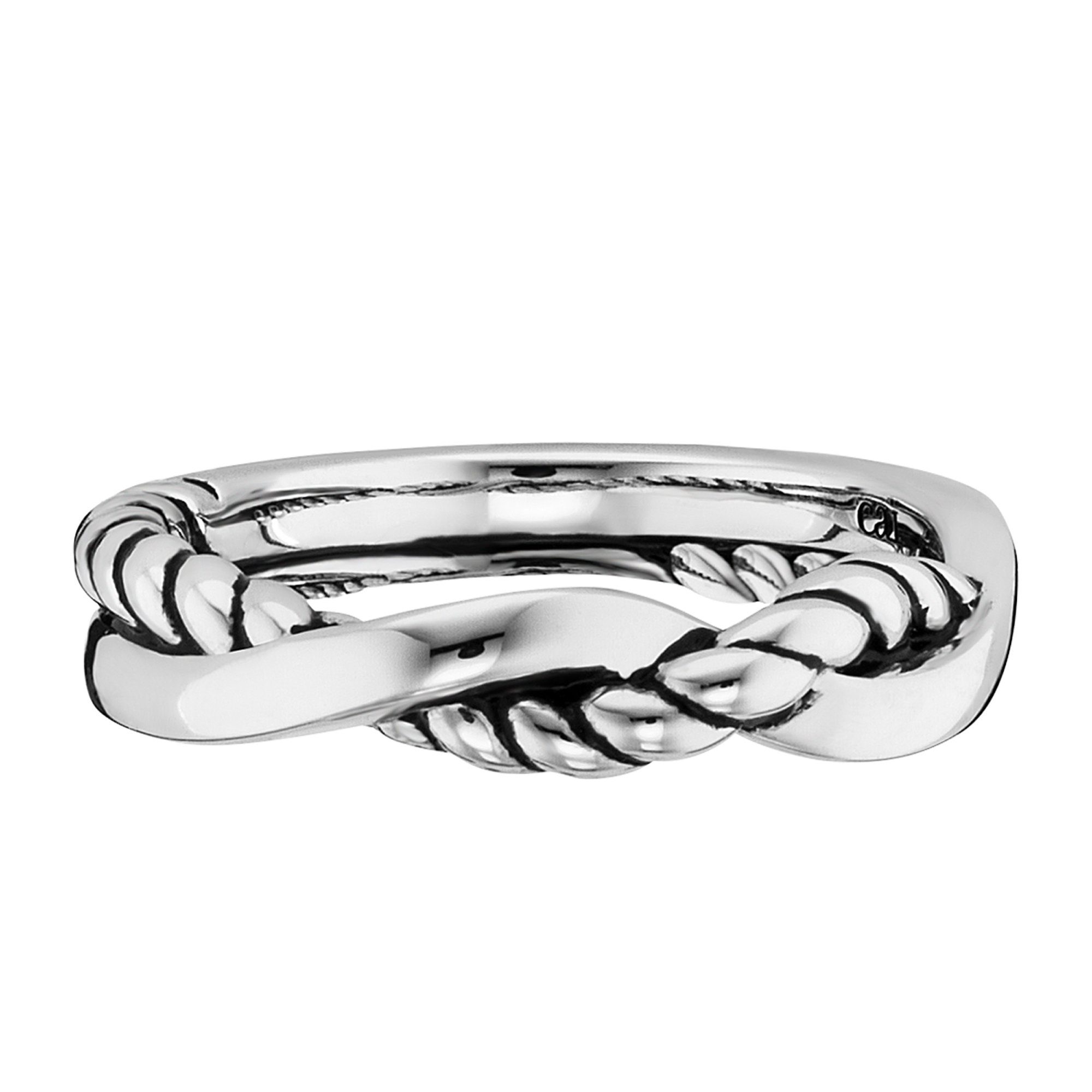 CAÏ Fingerring 925/- Sterling Silber rhodiniert Seilstruktur