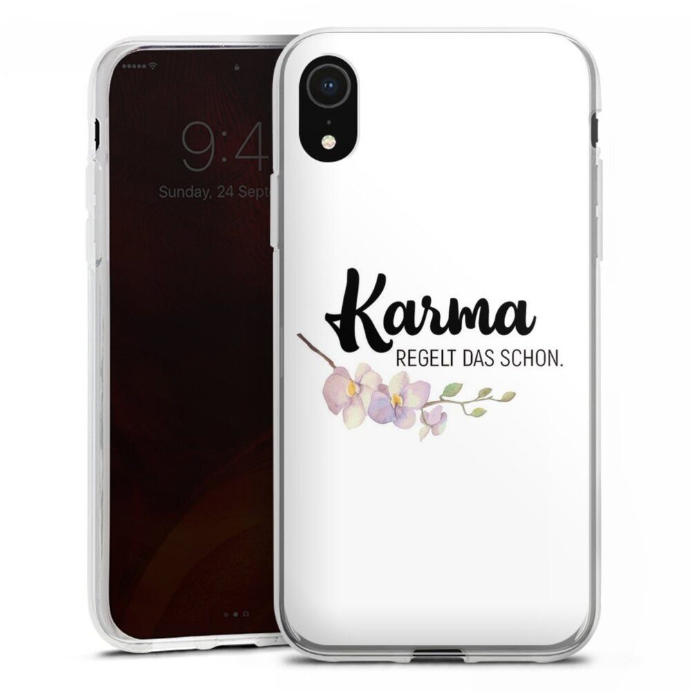 DeinDesign Handyhülle Karma regelt das schon, Apple iPhone Xr Silikon Hülle Bumper Case Handy Schutzhülle