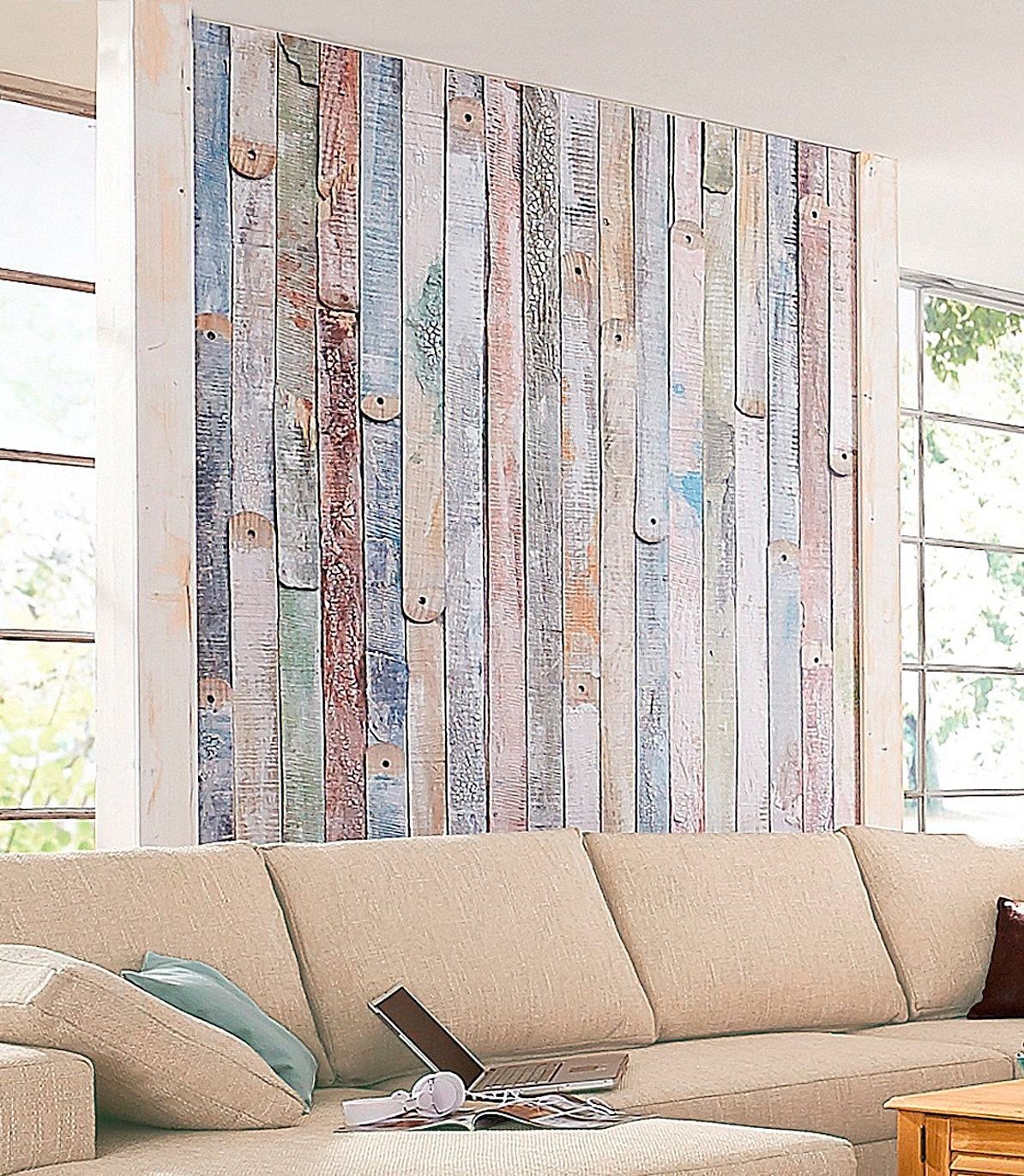 Komar Fototapete Vintage Wood - Größe 184 x 254 cm, glatt, bedruckt, Wohnzimmer, Schlafzimmer