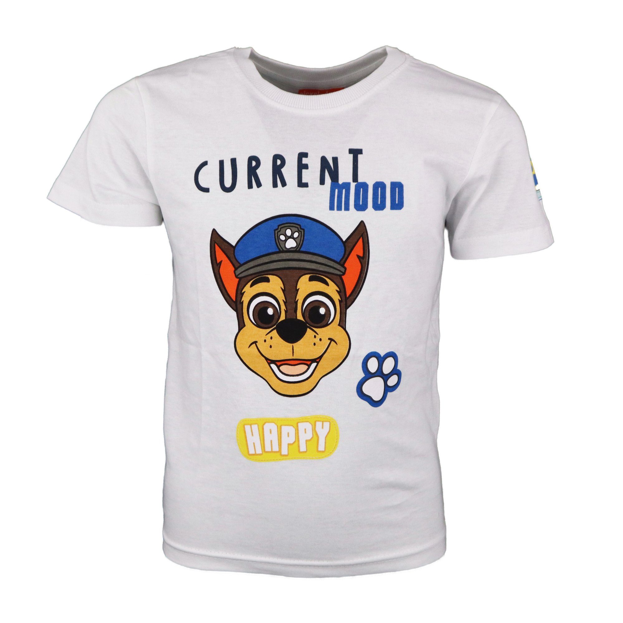 PAW PATROL Print-Shirt Paw Patrol Chase Kinder Jungen kurzarm T-Shirt Gr. 98 bis 128, Weiß oder Grau
