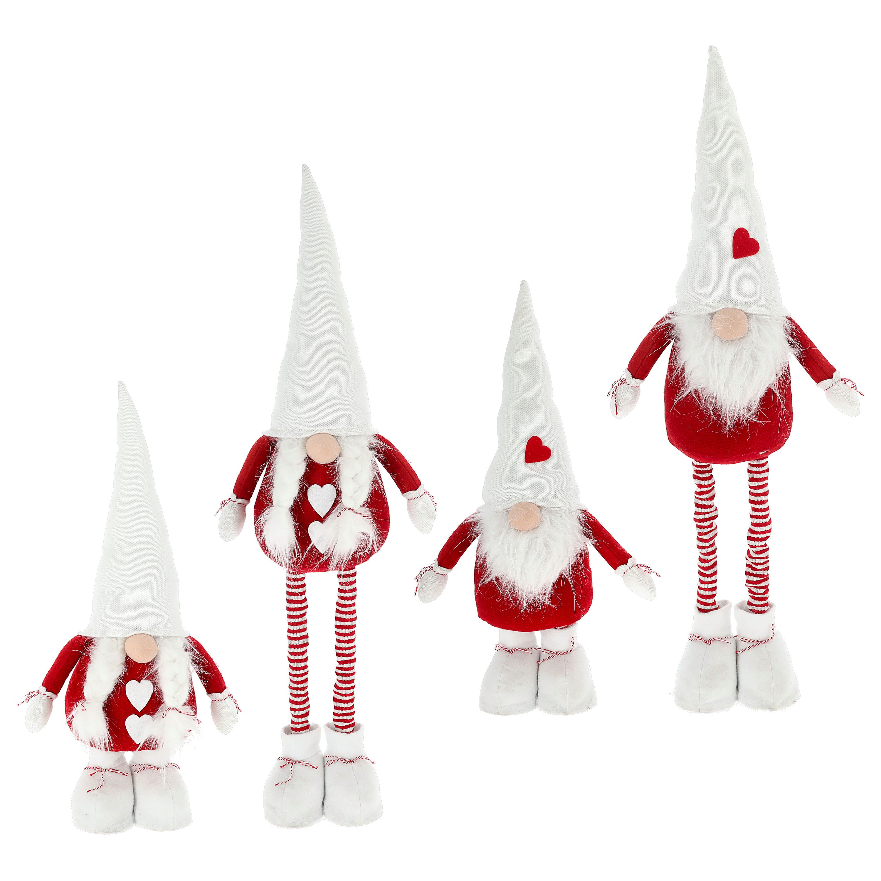 CEPEWA Dekofigur Wichtelpaar mit Teleskopbeinen ca. 55-88cm Polyester Eisen rot weiß