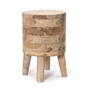 CREEDWOOD Hocker RUNDER TEAK HOCKER "NOVI", 45x30 cm, Holz Schemel