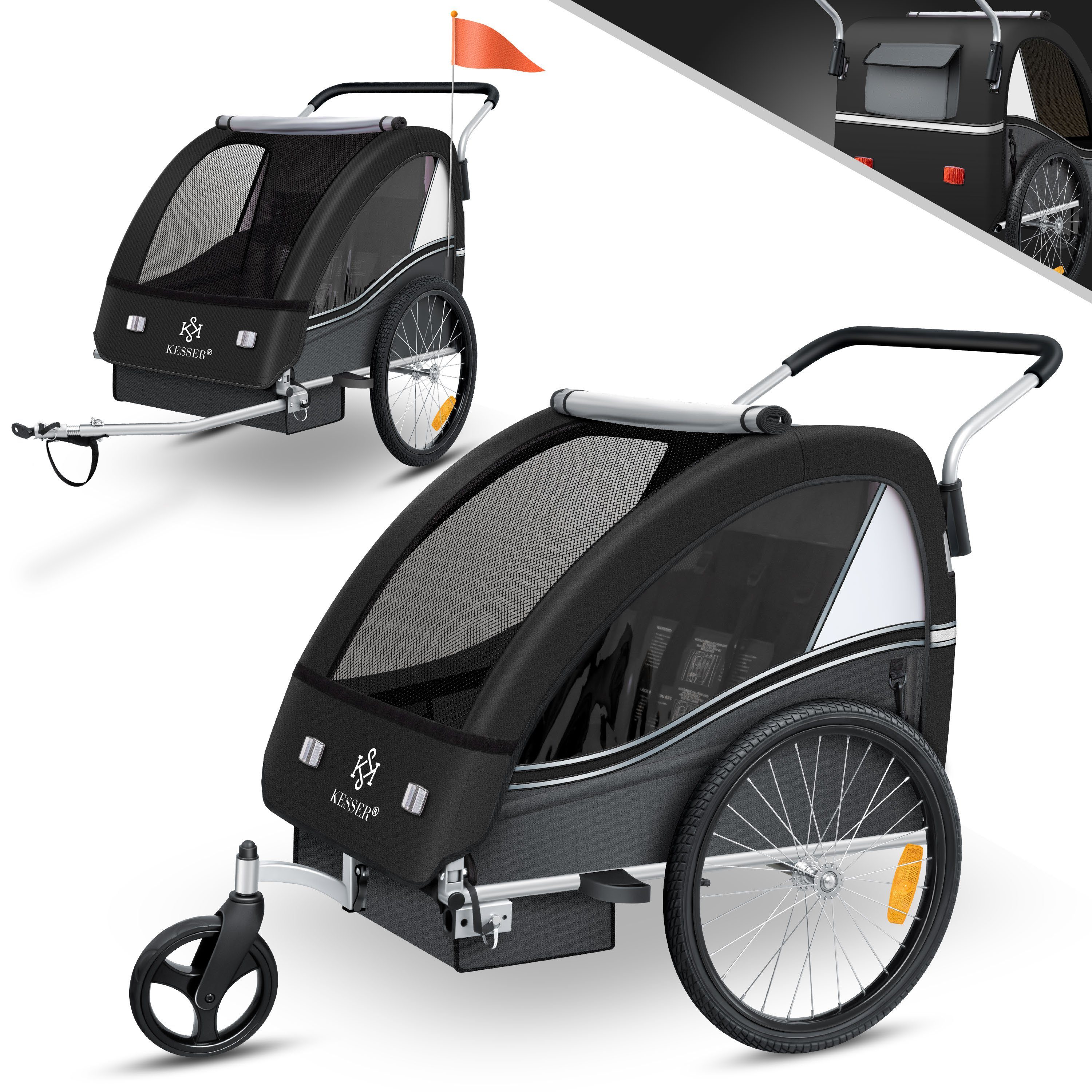 KESSER Fahrradkinderanhänger, Kinderanhänger Fahrradanhänger Sport-RX in Joggerfunktion