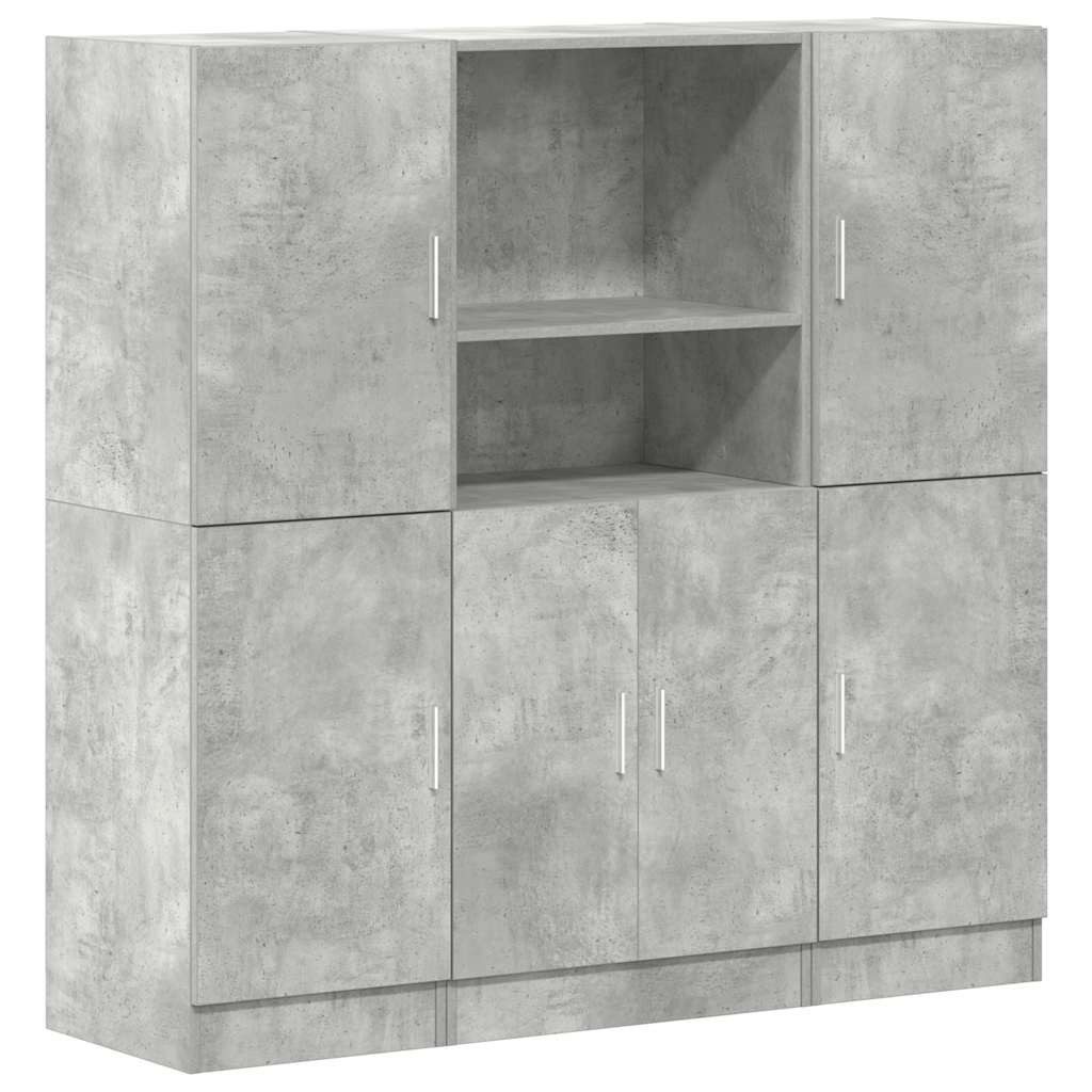vidaXL Regal 3-tlg. Küchenschrank-Set Betongrau Holzwerkstoff, günstig online kaufen
