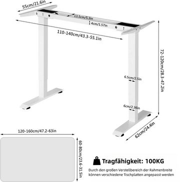 Woltu Schreibtisch (1-St), Tischgestell höhenverstellbar mit Memory-Funktion