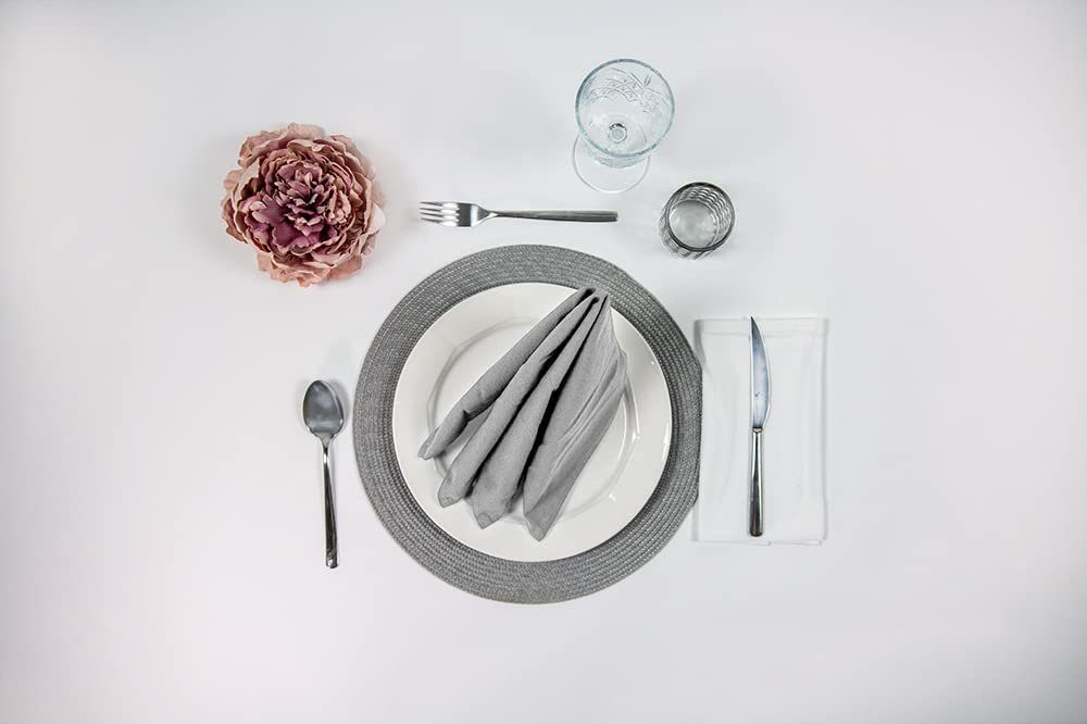 Mon Bijou Stoffserviette Stoffservietten Bio Baumwolle grau, weiß, dunkelgrau Servietten Stoff, (für Restaurants hochwertige Gastronomie Tischservietten Set 45 x 45cm, 12 St., Tischdeko für Hochzeit, Weihnachten, Geburtstagsfeier, Familienfeier), Baumwollservietten waschba rumweltfreundlich elegant wiederverwendbar