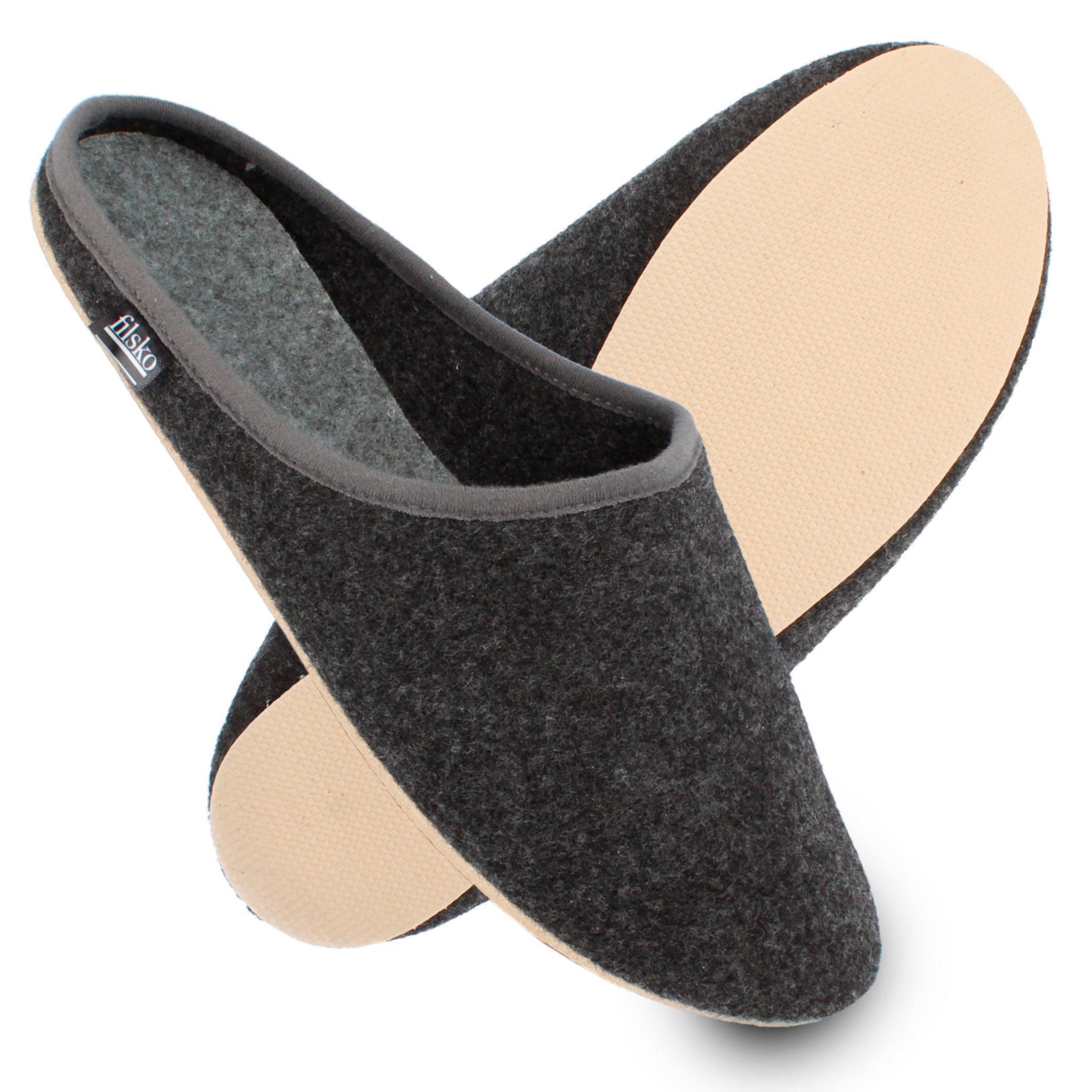 filsko Abisko Filzpantoffeln Damen Herren Hausschuh Filzpantoffeln, Leichtgewicht, Gästehausschuhe, Slip-On, Gummisohle