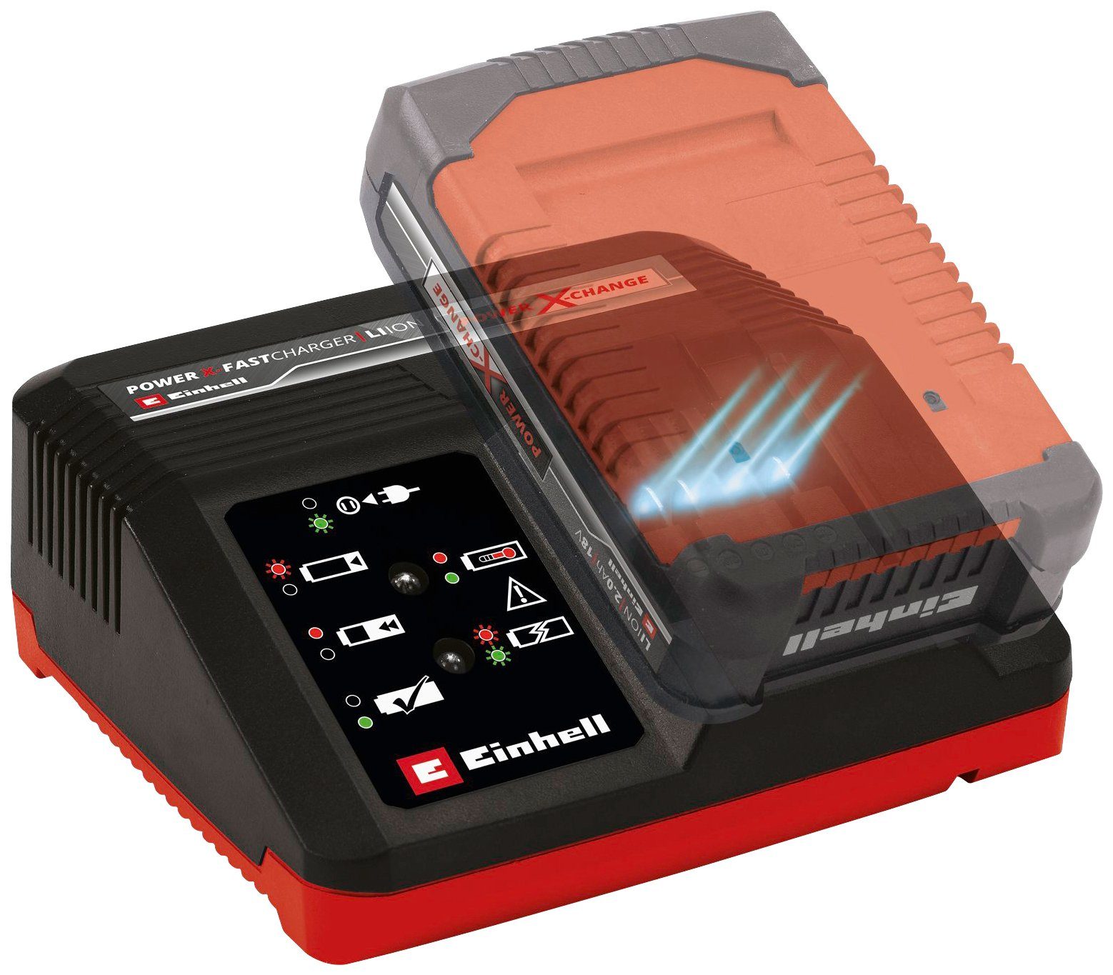 Einhell Power X-Fastcharger 4A Akku-Ladestation (4000 mA, PXC-Ladegerät),  Noch kürzere Ladezeiten mittels 4-Ampere Schnellladetechnologie