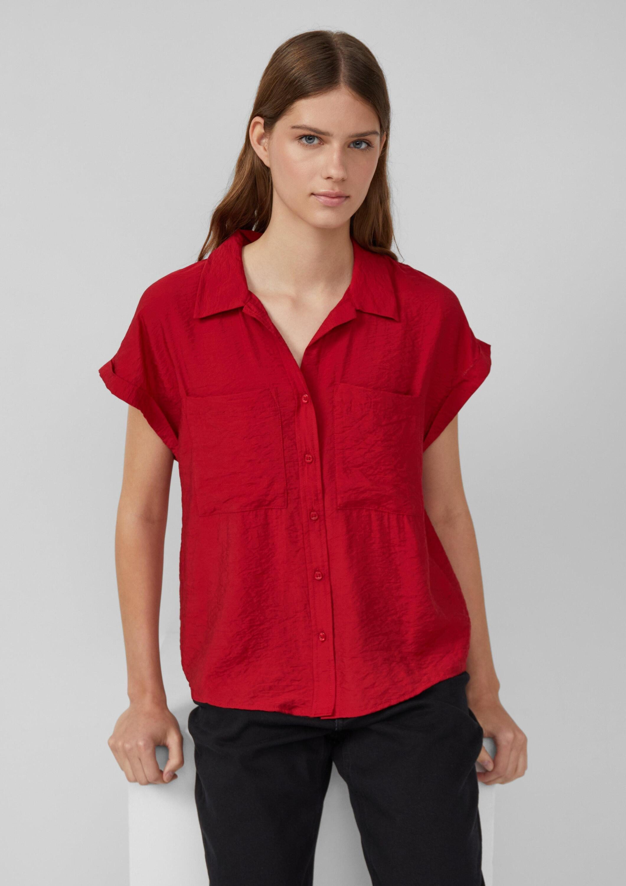 s.Oliver Kurzarmbluse Bluse Bluse aus strukturiertem Viskosemix mit aufgese günstig online kaufen