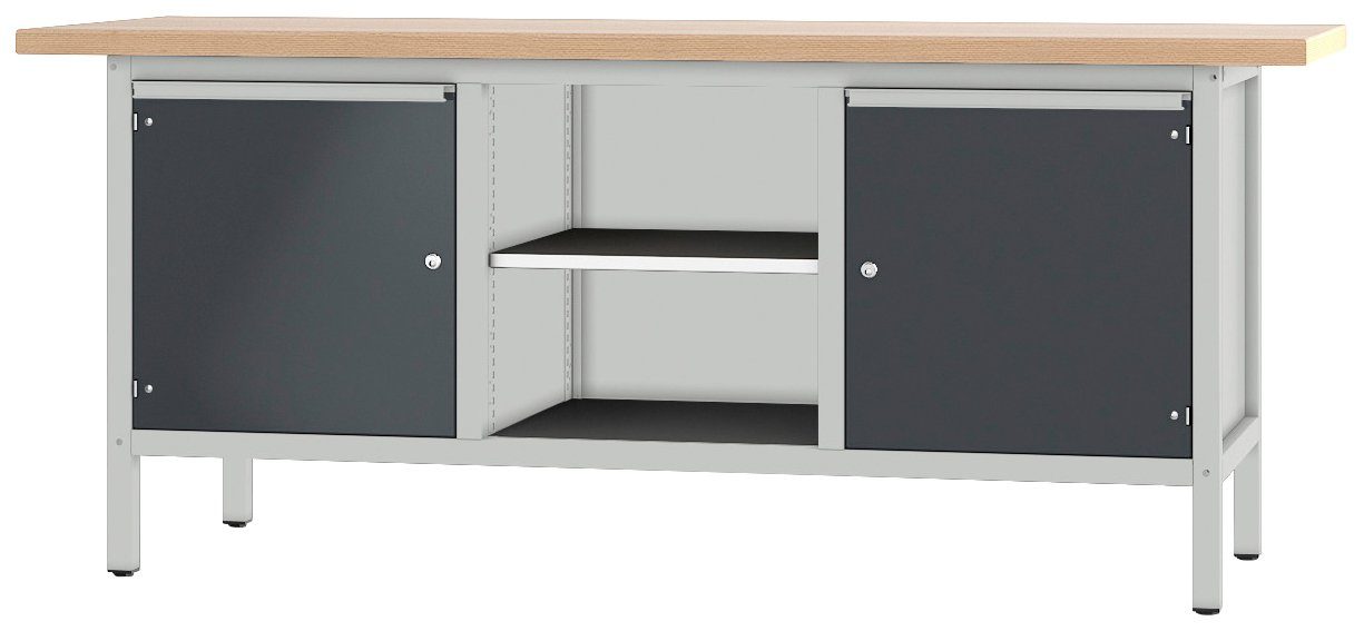 PADOR Werkbank 31 S 454, Höhe/Länge: 85,5x200 cm grau/anthrazit | Werkbänke