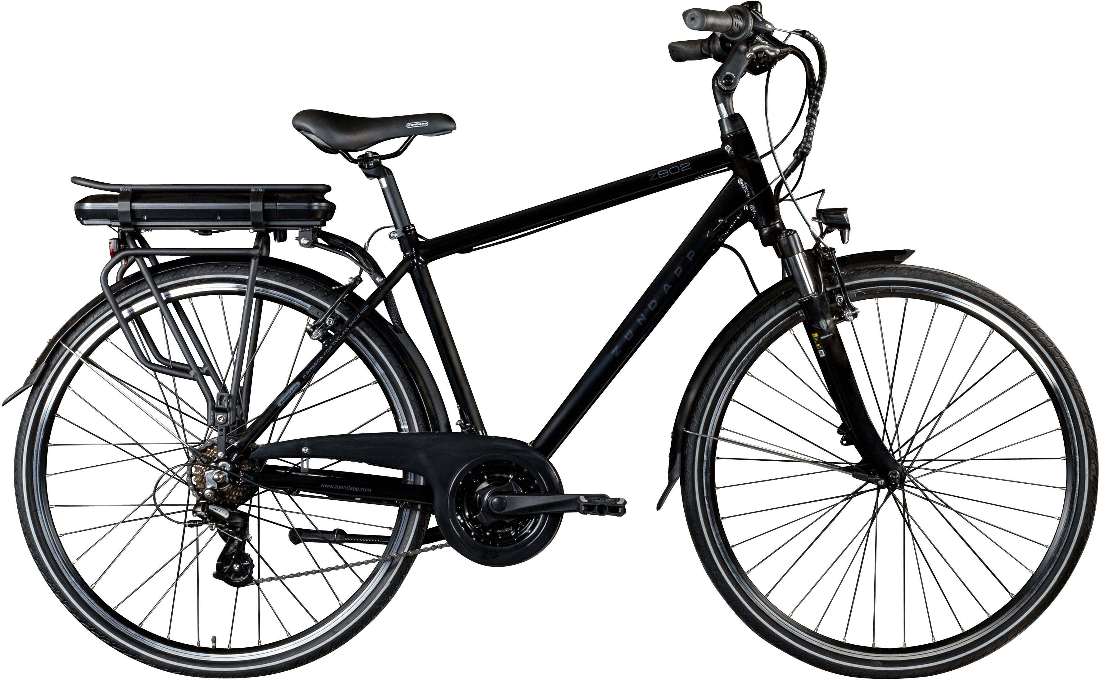 Zündapp E-Bike Trekkingrad Z802 Herren, 21 Gang Shimano Altus RD-M310 Schaltwerk, Kettenschaltung, Heckmotor, 374 Wh, Pedelec, Elektrofahrrad für Herren
