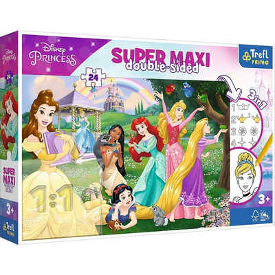 Trefl Puzzle Primo Super Maxi Puzzle 24 Teile und Malvorlage Disney Princess, 24 Puzzleteile