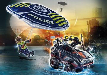 Playmobil® Konstruktions-Spielset Polizei-Fallschirm: Verfolgung des Amphibien-Fahrzeugs (70781), (80 St), City Action