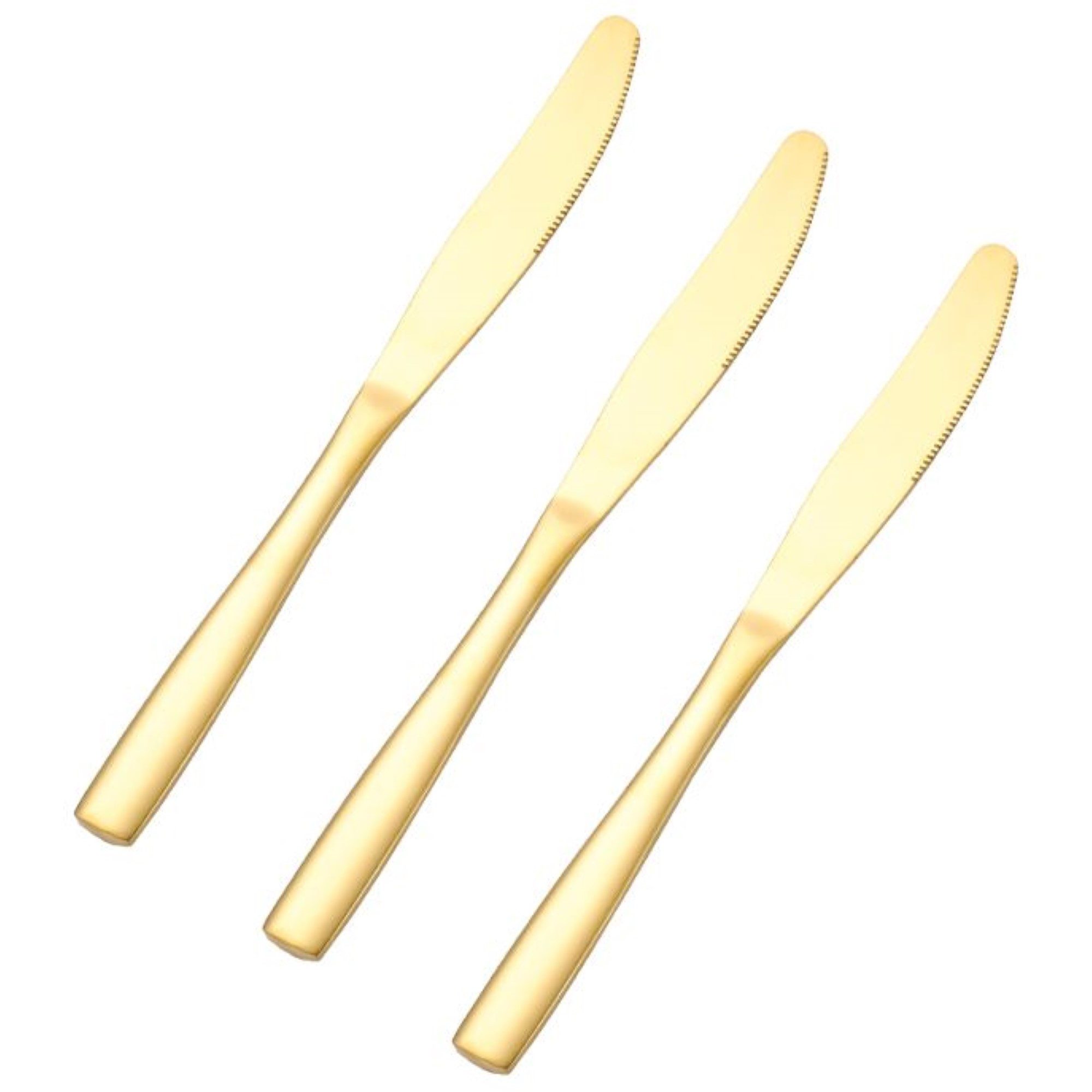 Cheffinger Besteck-Set 6er Set goldene Tafelmesser aus hochwertigem Edelstahl Modern Elegant, Edelstahl