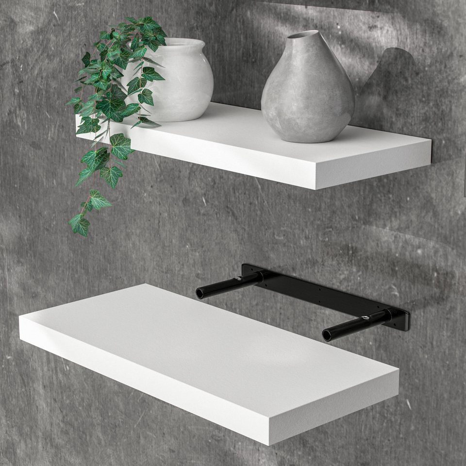 Casaria Wandboard, Weiß Hängeregal mit Halterung 15kg Tragkraft Küche Matt 50cm
