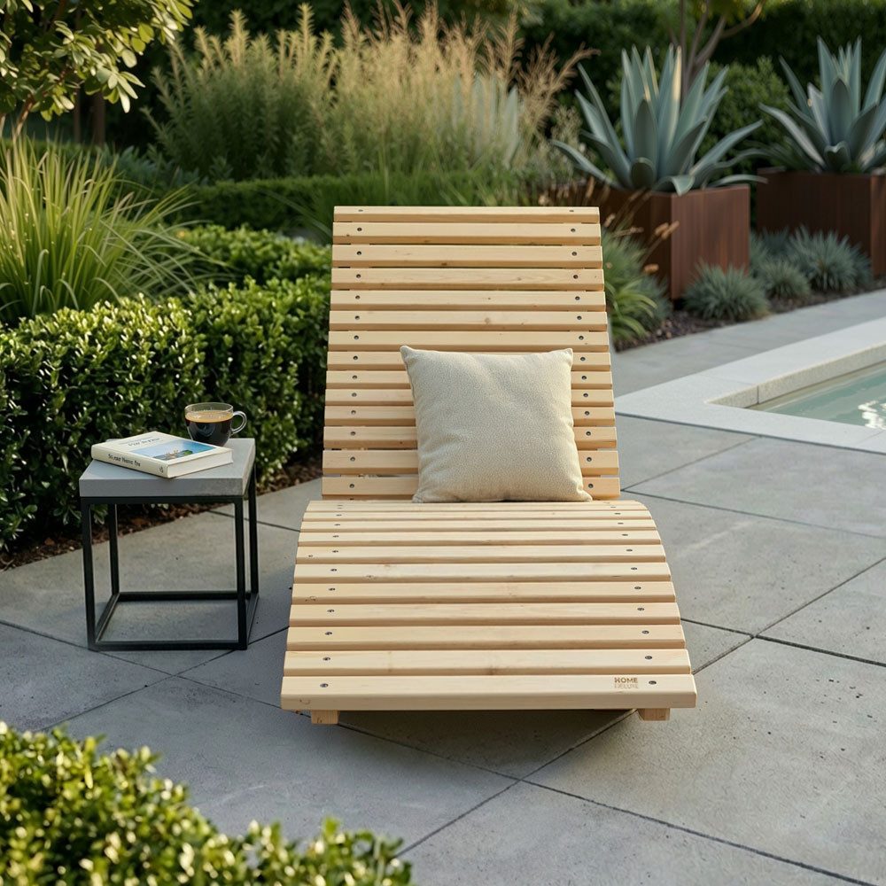 HOME DELUXE Gartenliege Wellenholzliege WOLGA - Größenauswahl, Wellenbank, Waldsofa, Relaxsofa, Sonnenliege – Bild 4 von 5