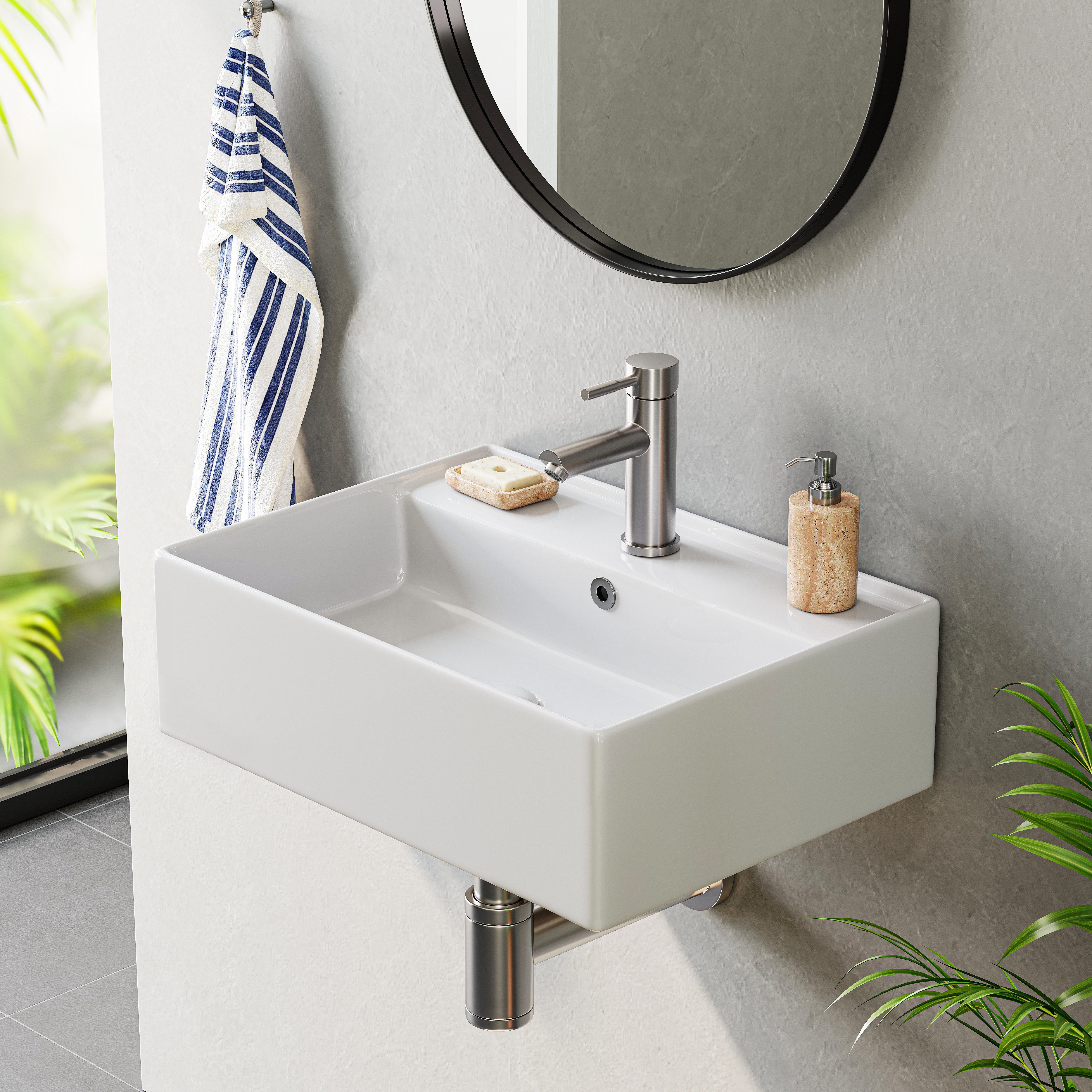 HOROW Waschbecken Rechteckig hängewaschbecken oder Aufsatzwaschbecken 55/45 günstig online kaufen