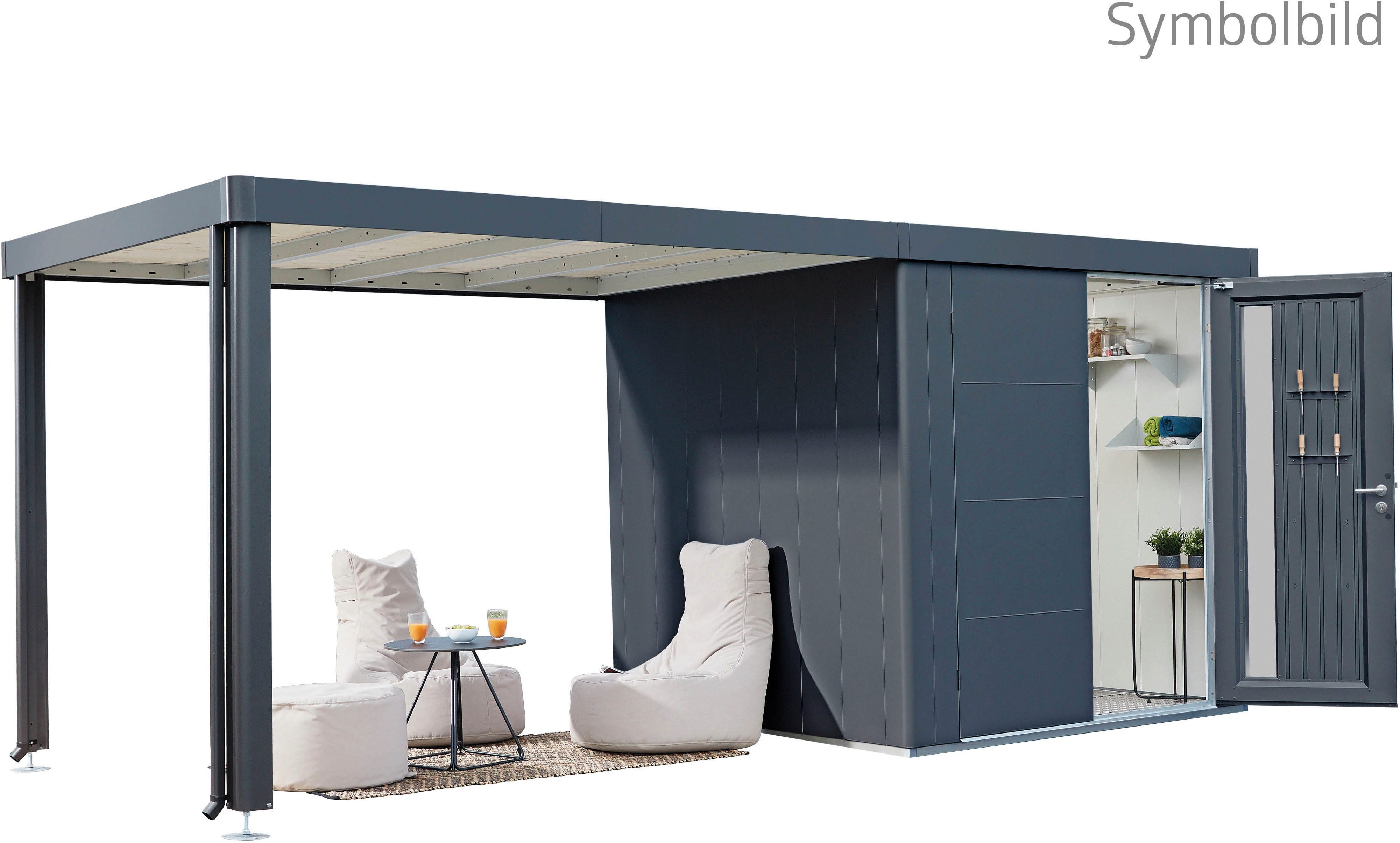 Biohort Gerätehaus NEO Gr. 1D, verschiedene Farben, BxT: 348x180 cm, stylisches Gartenhaus mit Flachdach