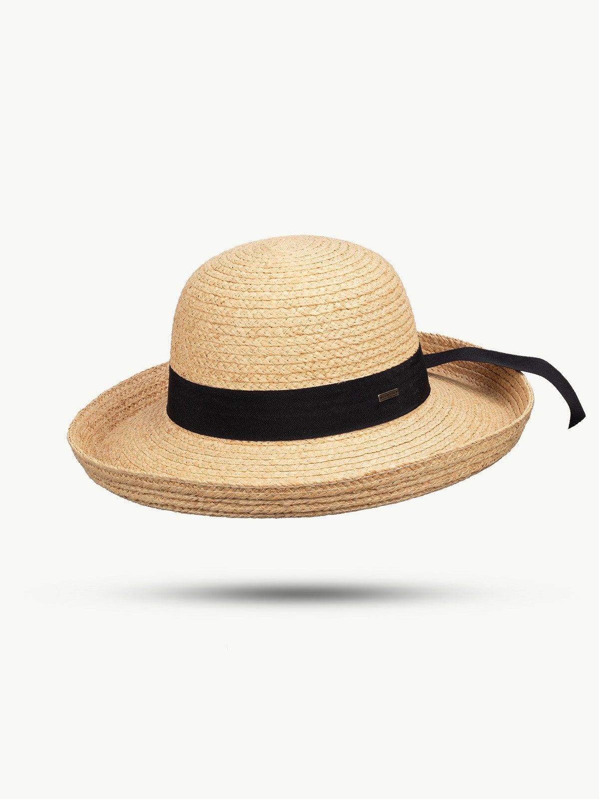 Scippis Sonnenhut SCIPPIS Hut „Nirina“ – Raffia in Natur mit schwarzem Ripsband