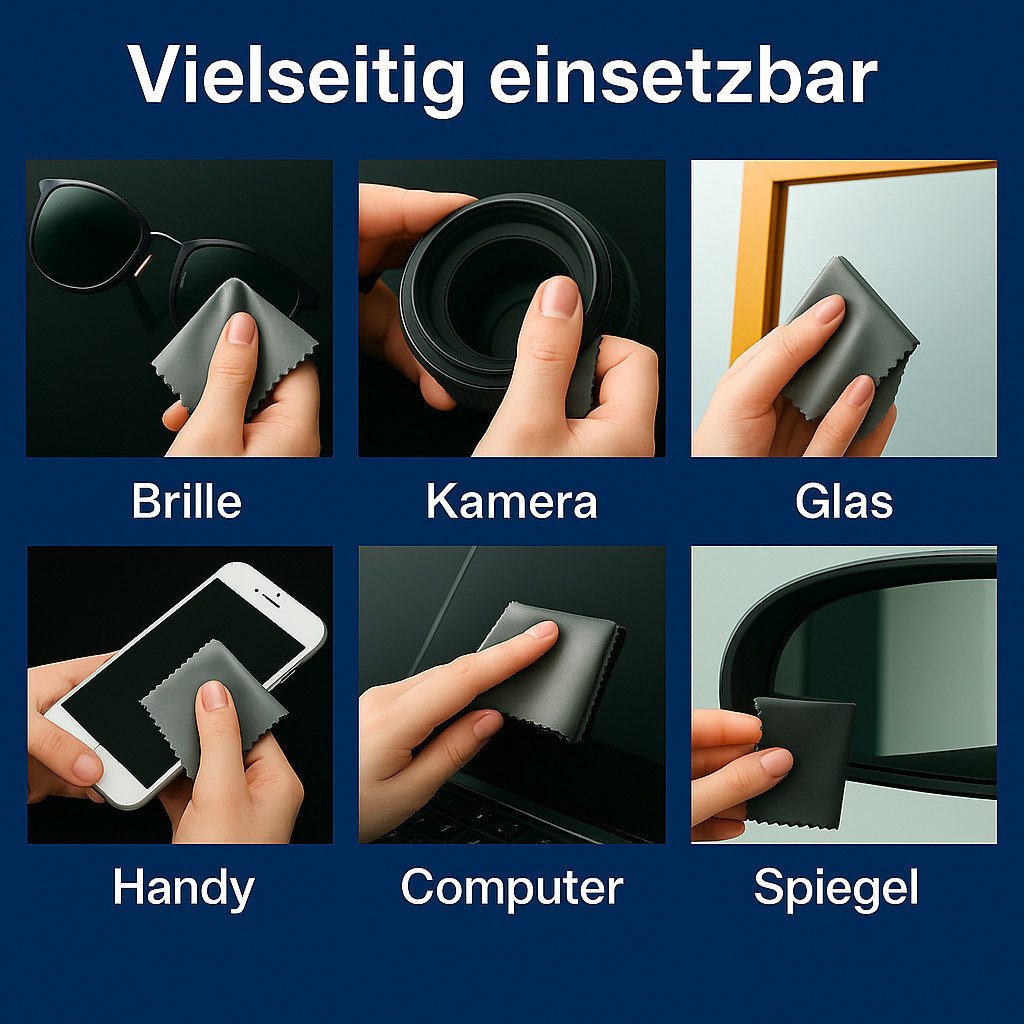 Kemes Brillenputztücher Brillenreinigungstuch Mikrofaser Mikrofasertuch (15x18 cm, Set, 6 Stück) – Bild 2 von 5