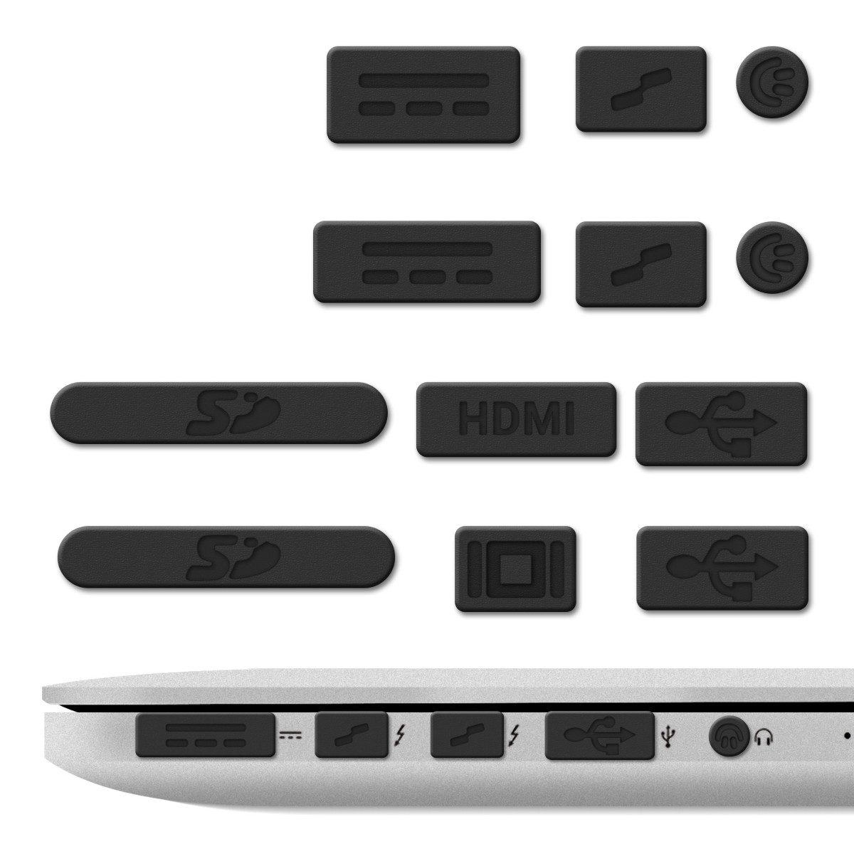 kwmobile Reinigungs-Set kwmobile 12x Staubschutz kompatibel mit Apple MacBook Pro 13" 15", (12-St), 12x Staubschutz Set kompatibel mit Apple MacBook Pro 13" 15" Retina /