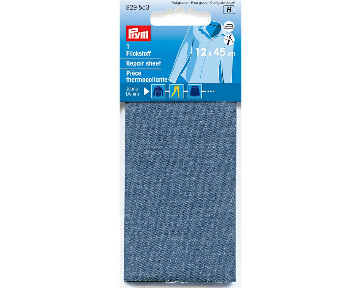 Stoff Prym Flickstoff Jeans (zum Aufbügeln) 12x45 cm m-blau