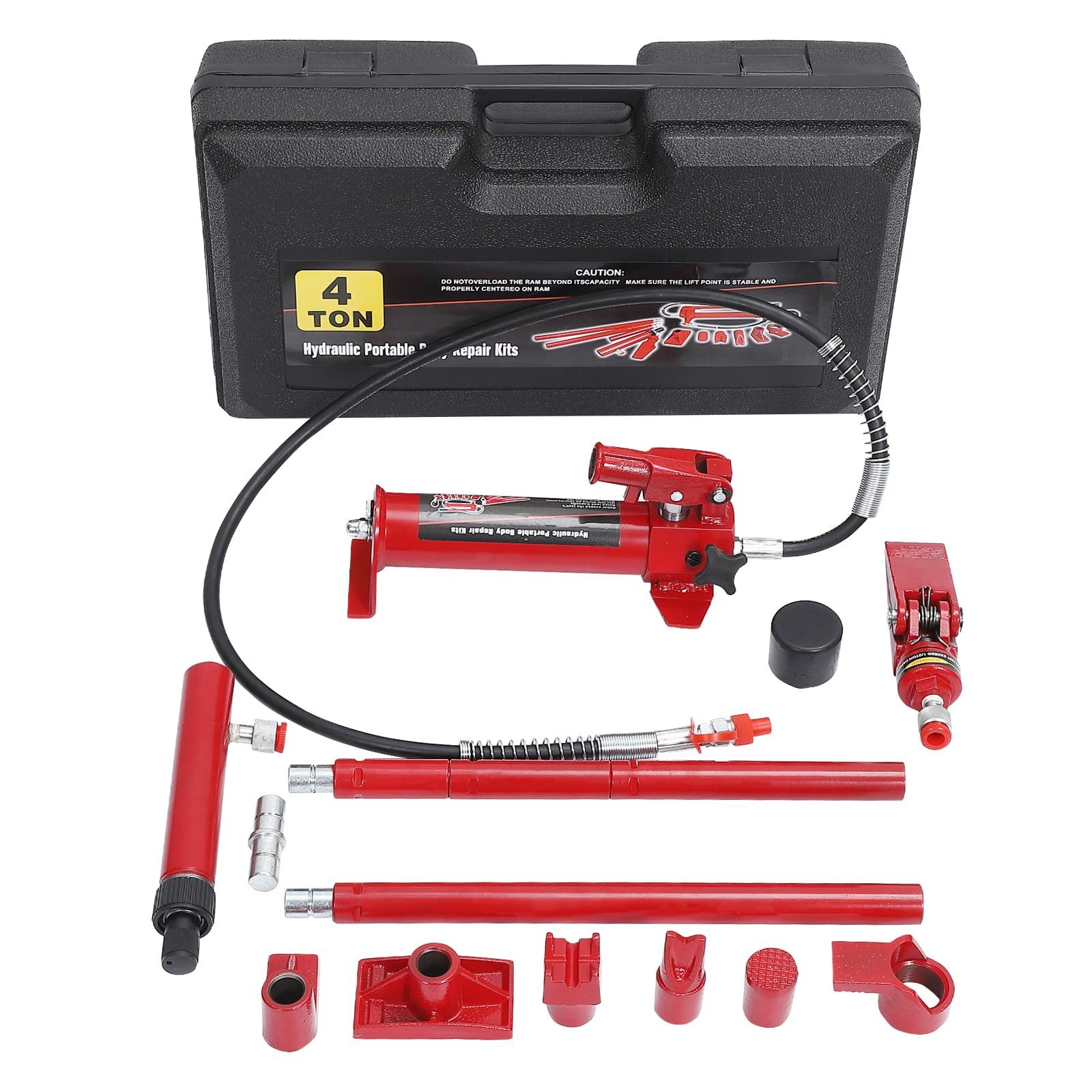 GarveeMore Wagenheber Hydraulischer Karosserie-Richtsatz (Porta Power) aus Stahl, getrennte Hydraulikpumpe & Zylinder, mit Kunststoff-Transportkoffer