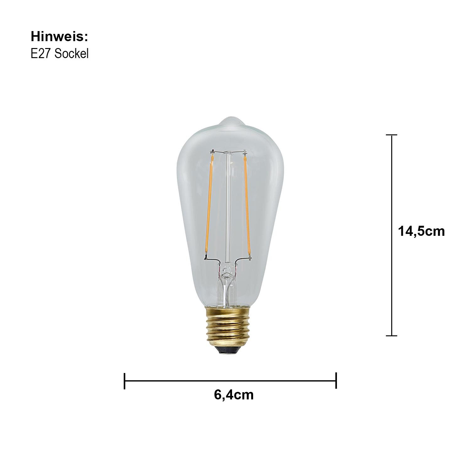 STAR TRADING LED Dekolicht Leuchtmittel, LED-Leuchtmittel,Soft-Glow', E27, 2,3W, 230lm, Edison-Form, retro, wa