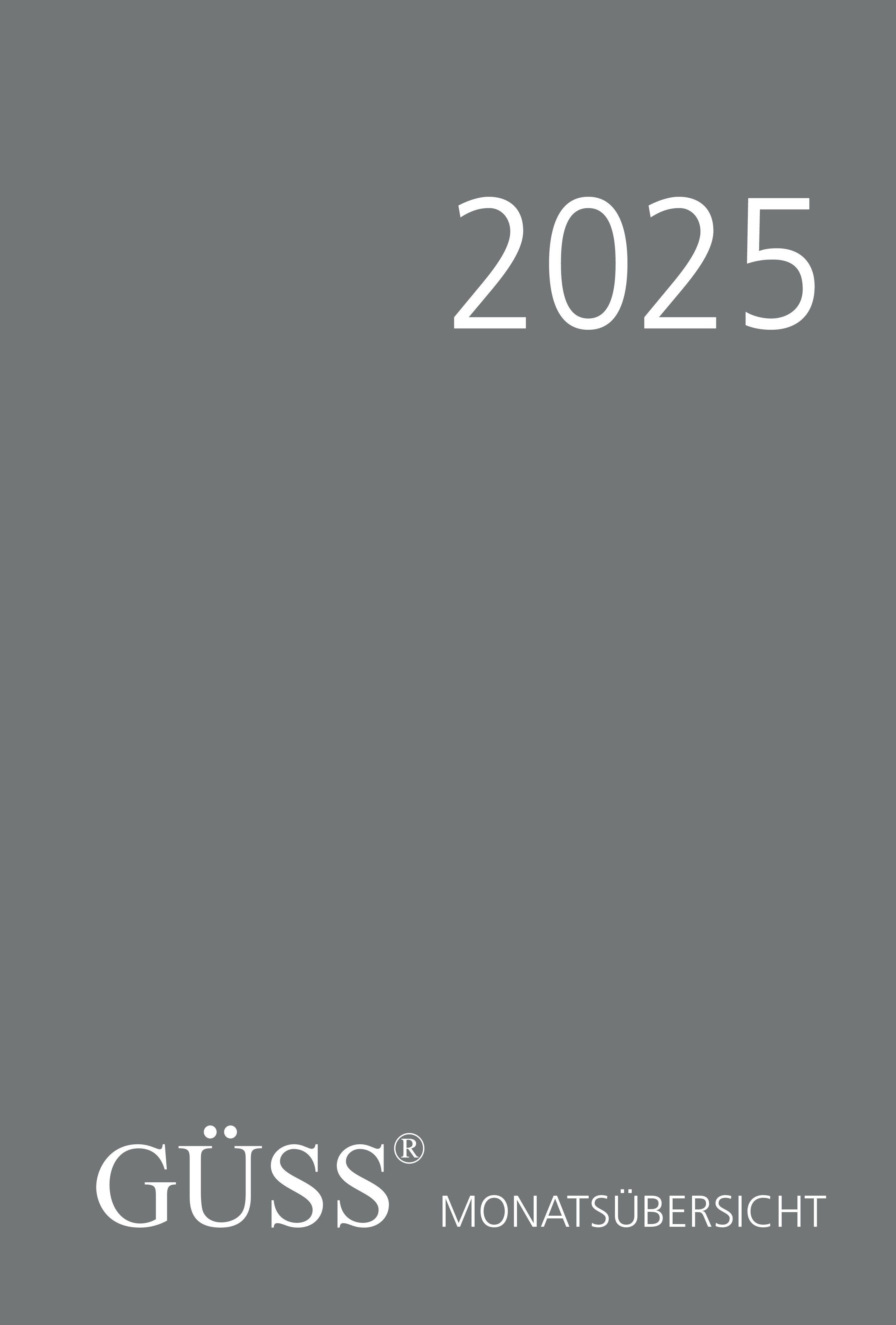 GÜSS Kalender Monatskalender 2025 Güss Monatsübersicht geheftet DIN A5