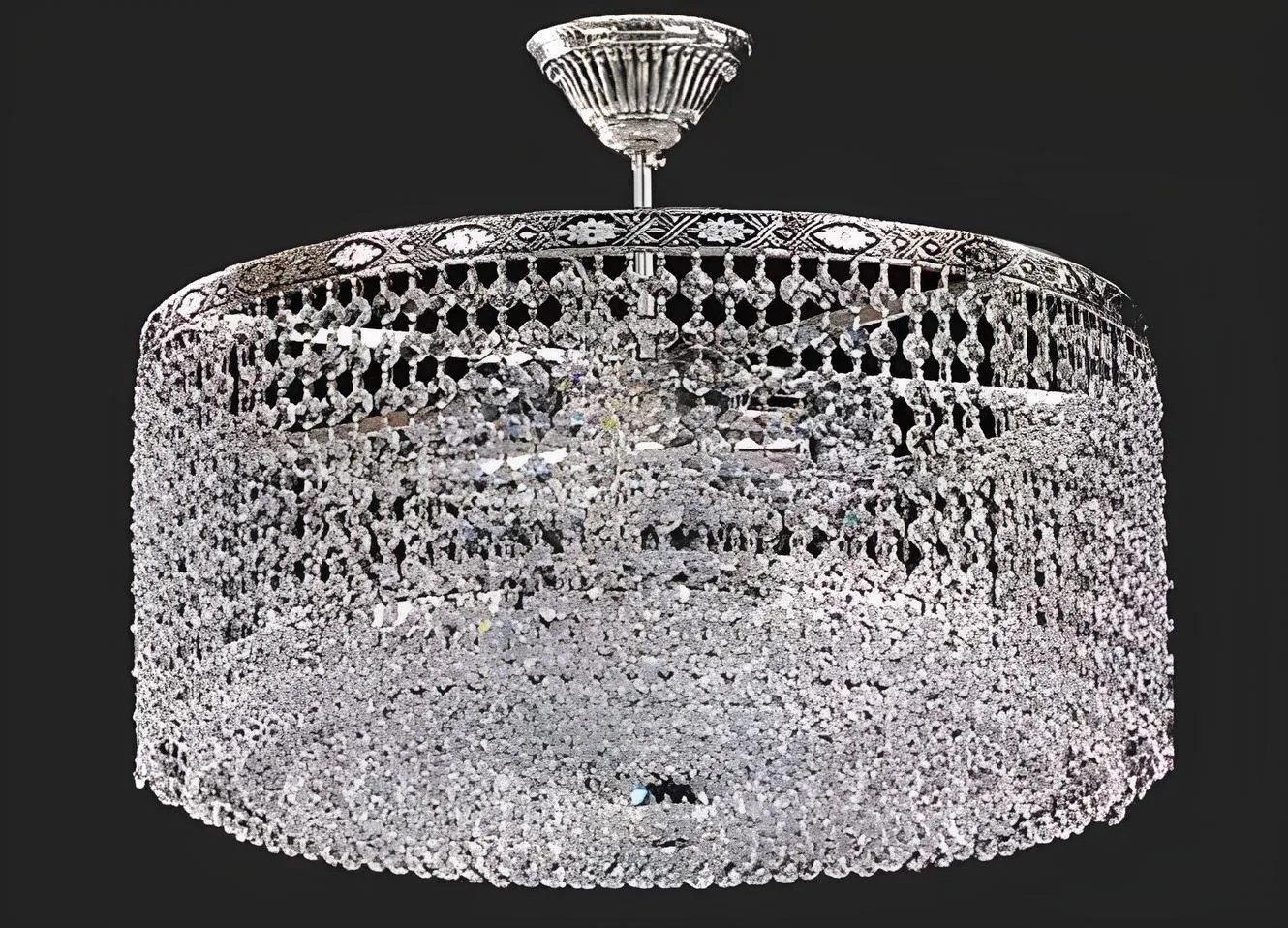 JVmoebel Kronleuchter Runde Deckenlampe in Silber mit Kristallakzenten, Leuchtmittel wechselbar, Made in Europa