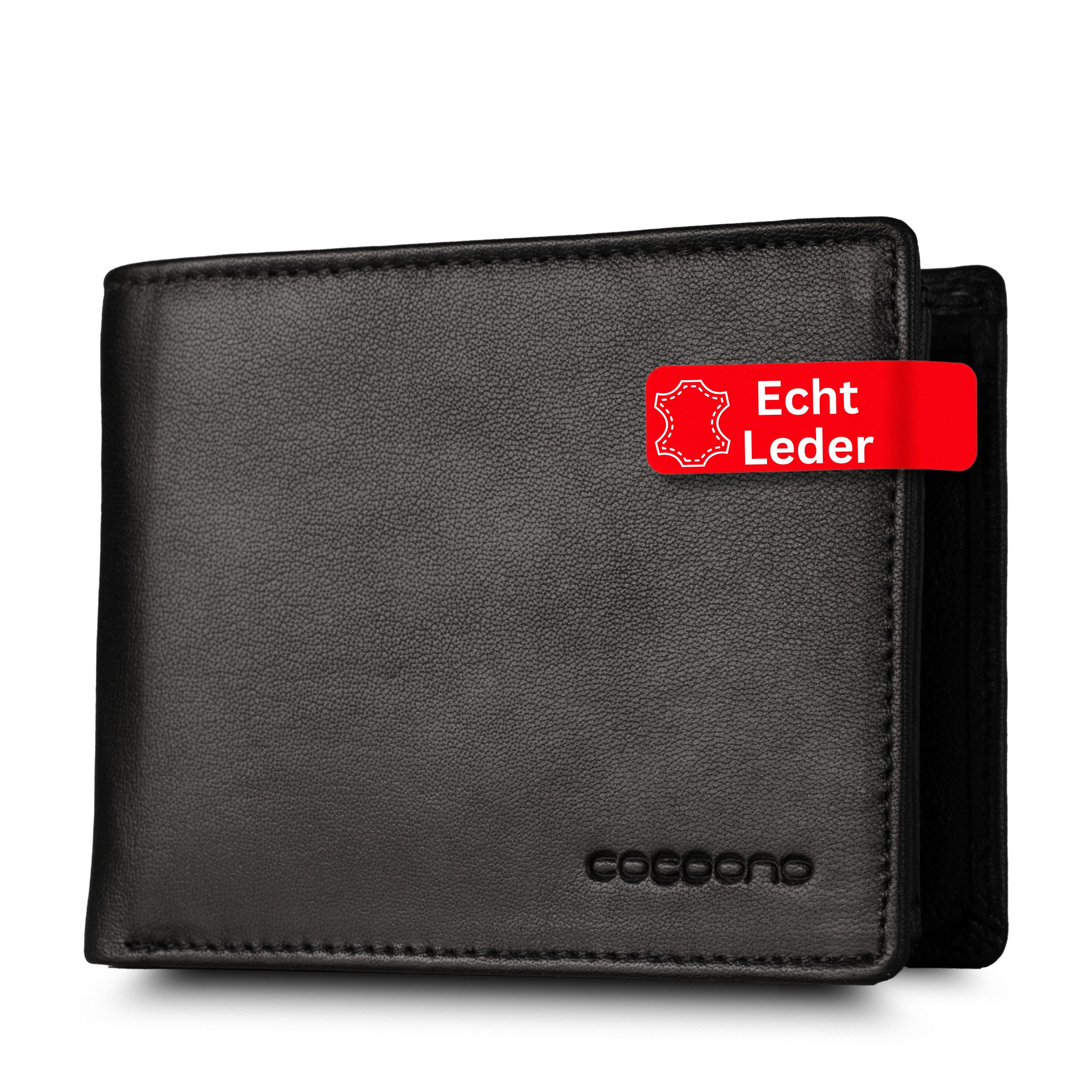 cocoono Geldbörse Herren Geldbörse Echtleder RFID-Schutz mit Münzfach, Leder