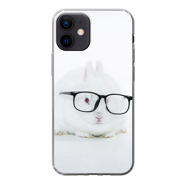 MuchoWow Handyhülle Kaninchen - Brille - Hipster Handyhülle Apple iPhone 12 Smartphone-Bumper Print Handy