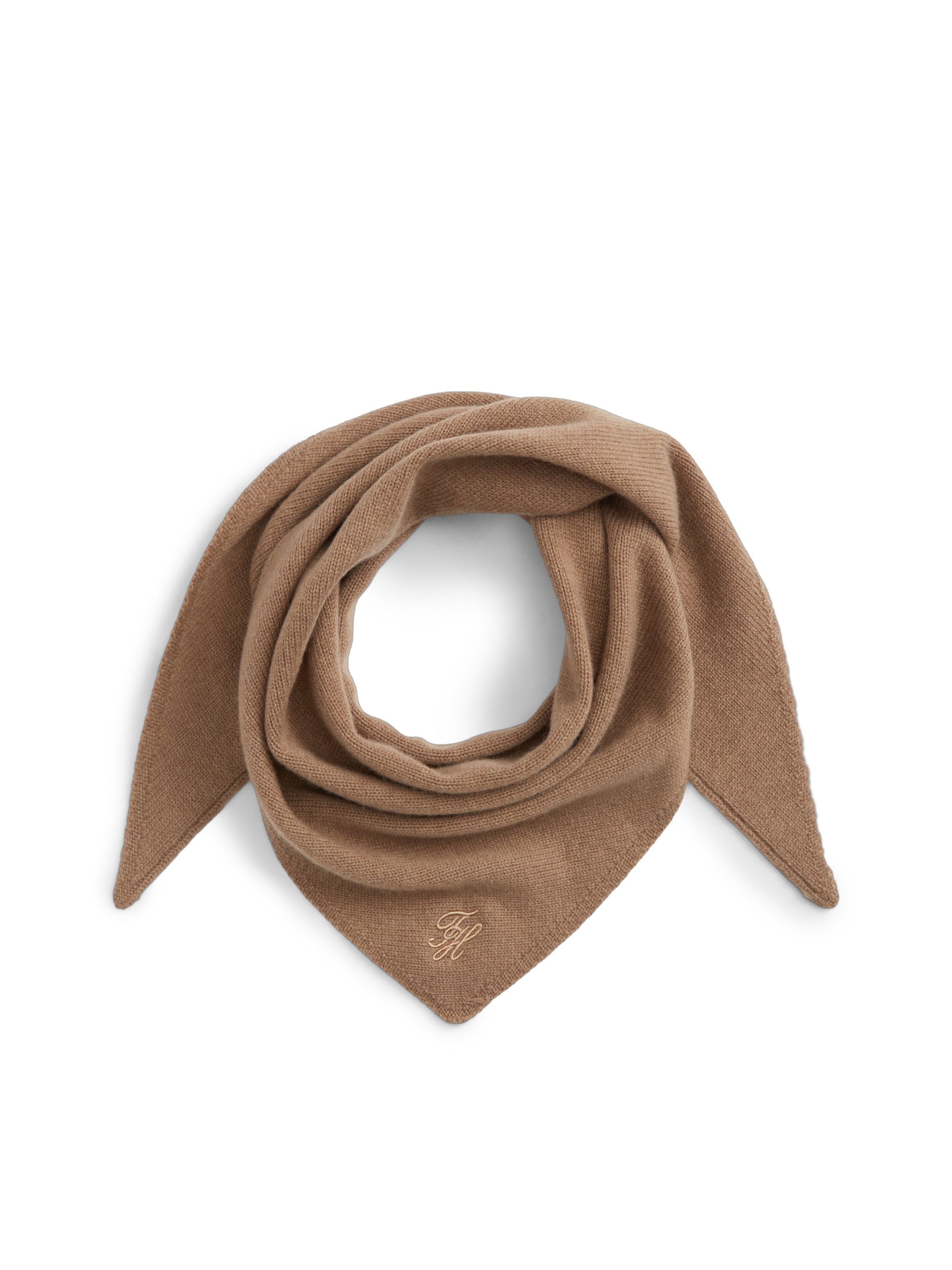 Tommy Hilfiger Wollschal TH SCRIPT TRIANGLE SCARF, dreieckig, mit Kaschmiranteil, mit Logostickerei