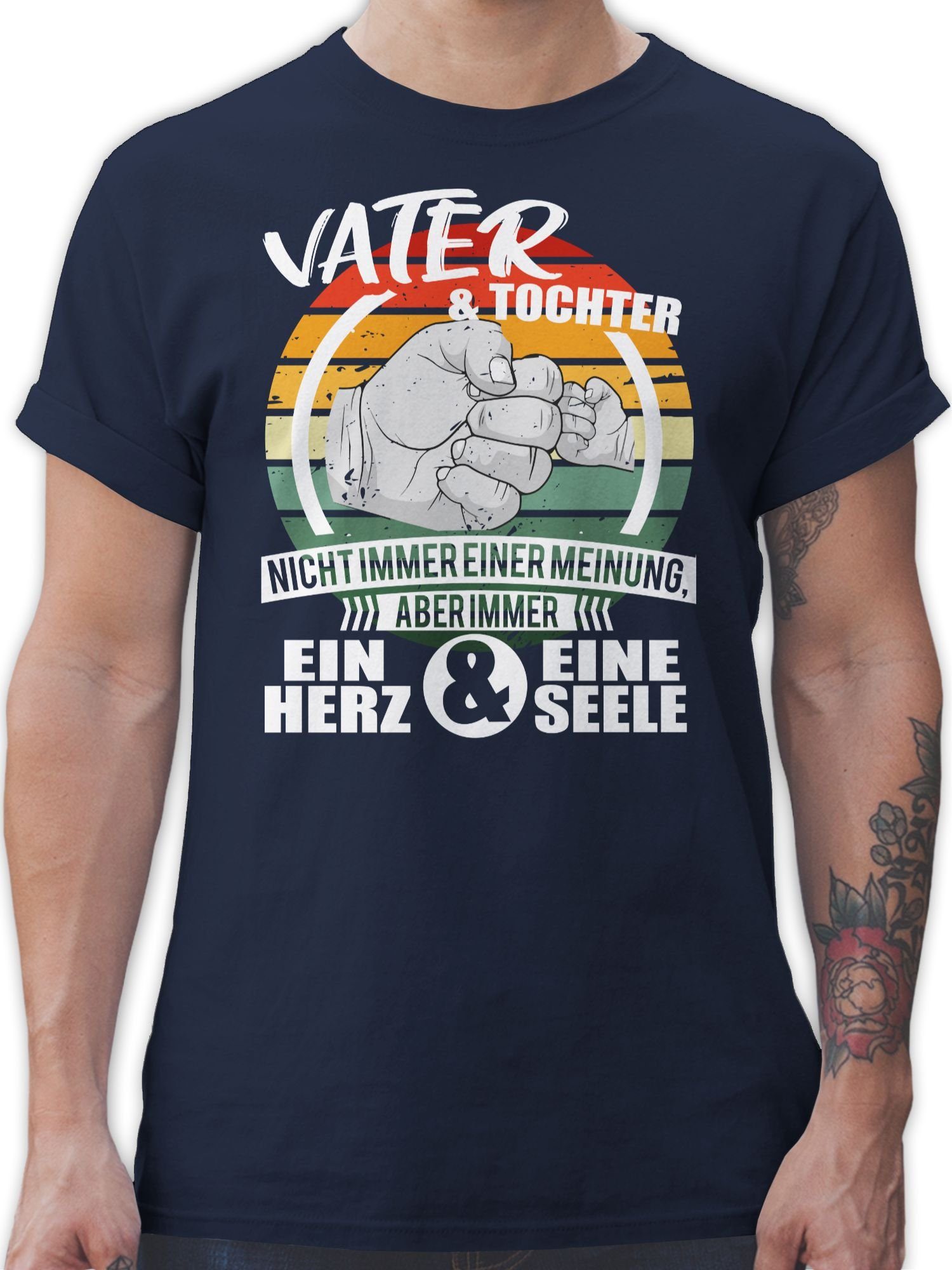 Shirtracer T-Shirt Vater und Tochter eine Seele Vatertag Geschenk für Papa 01 Navy Blau