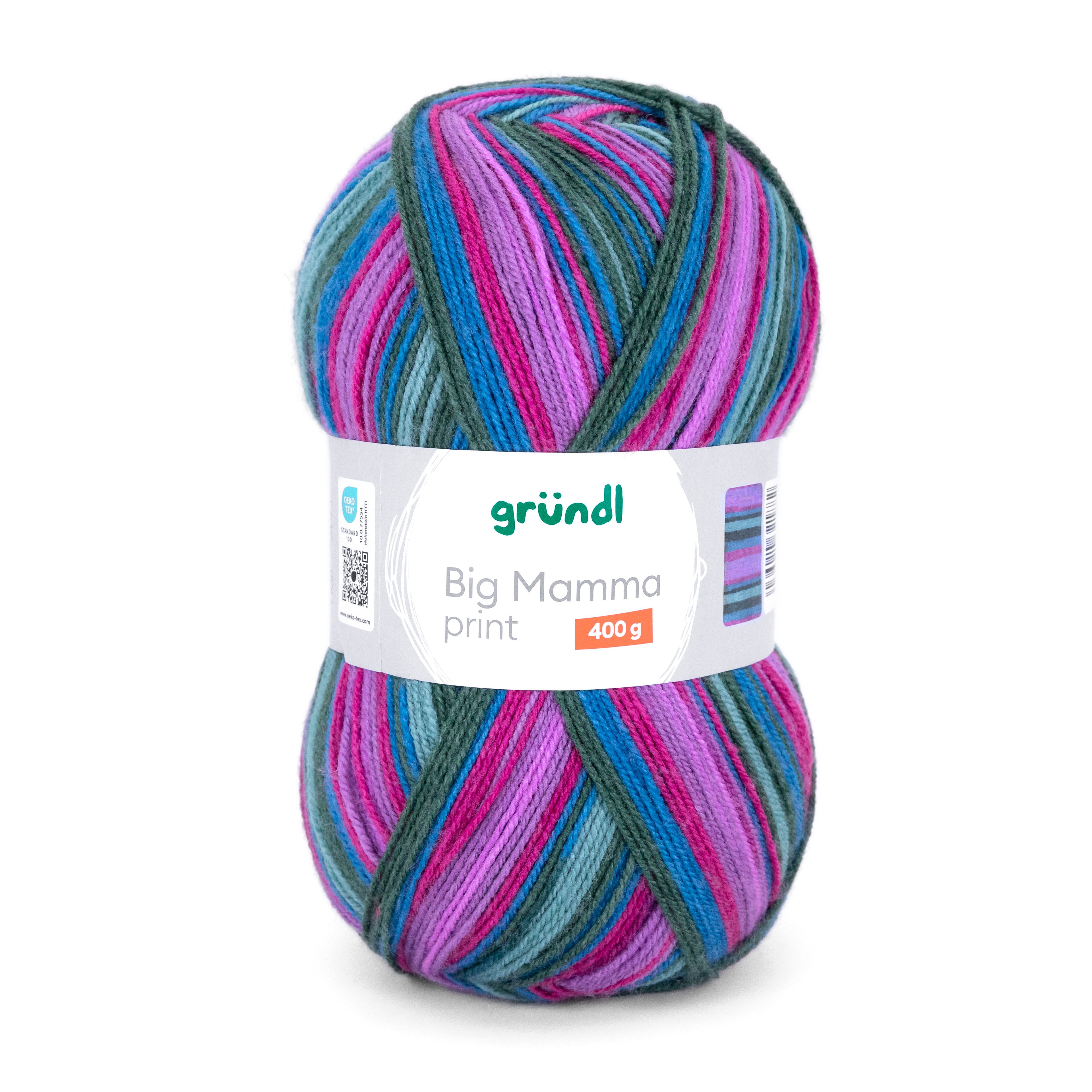 Gründl Wolle 400g Big Mamma Print Großknäuel Strickgarn Häkelwolle, 1040,00 m (Wolle zum Stricken und Häkeln, Strickwolle Handarbeitsgarn, Handstrickgarn), Wolle ohne Schurwolle