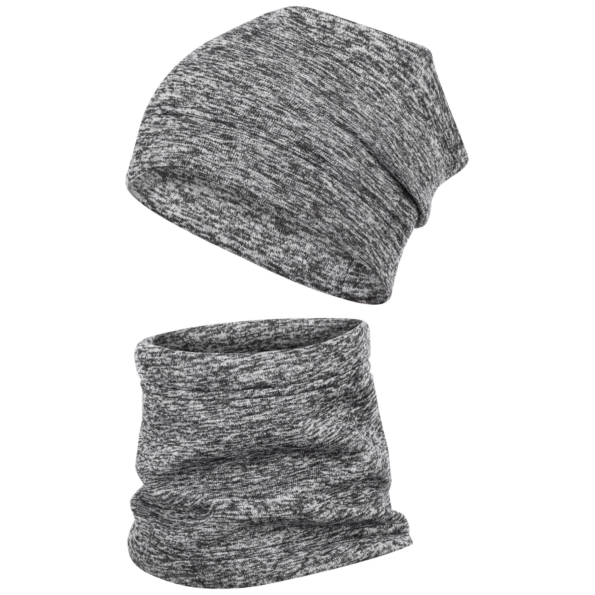 Smarilla Mütze & Schal Wintermütze + Schlauchschal Winterset Beanie Snood Fleece mit Fleece gefüttert