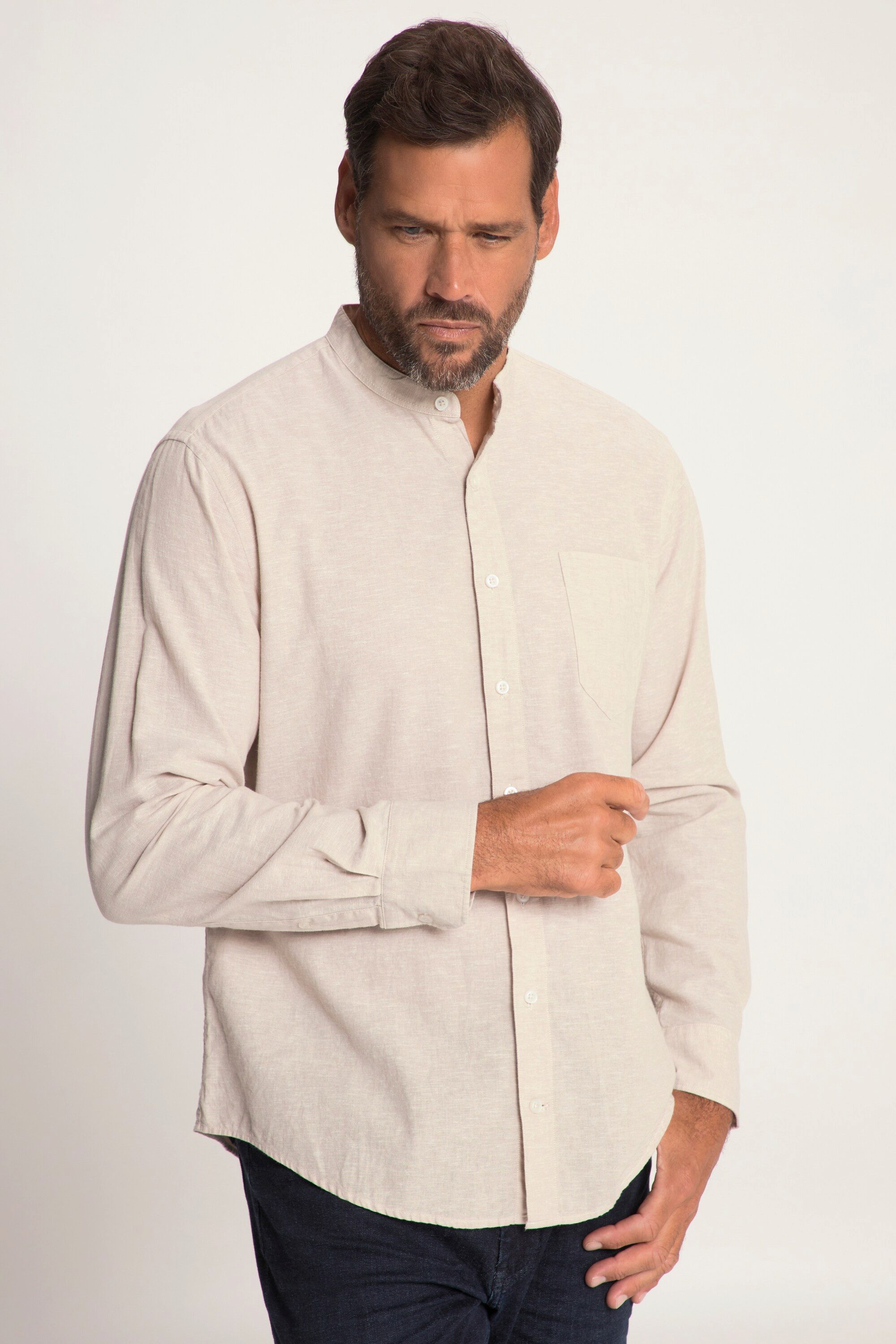 JP1880 Businesshemd JP1880 Hemd Langarm Leinenmix Stehkragen bis 8 XL günstig online kaufen