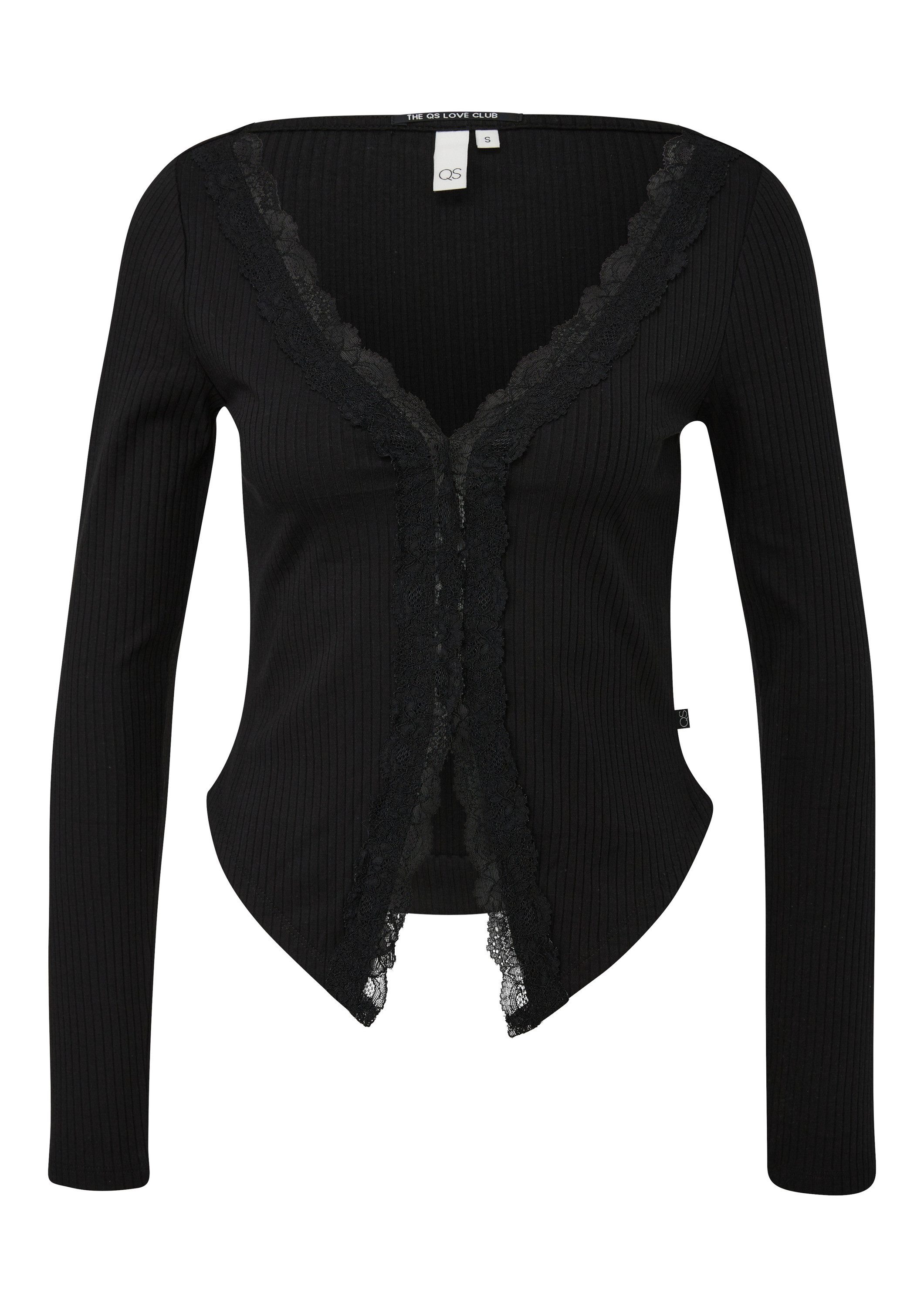 QS Langarmshirt T-Shirt Rippshirt mit Spitze günstig online kaufen