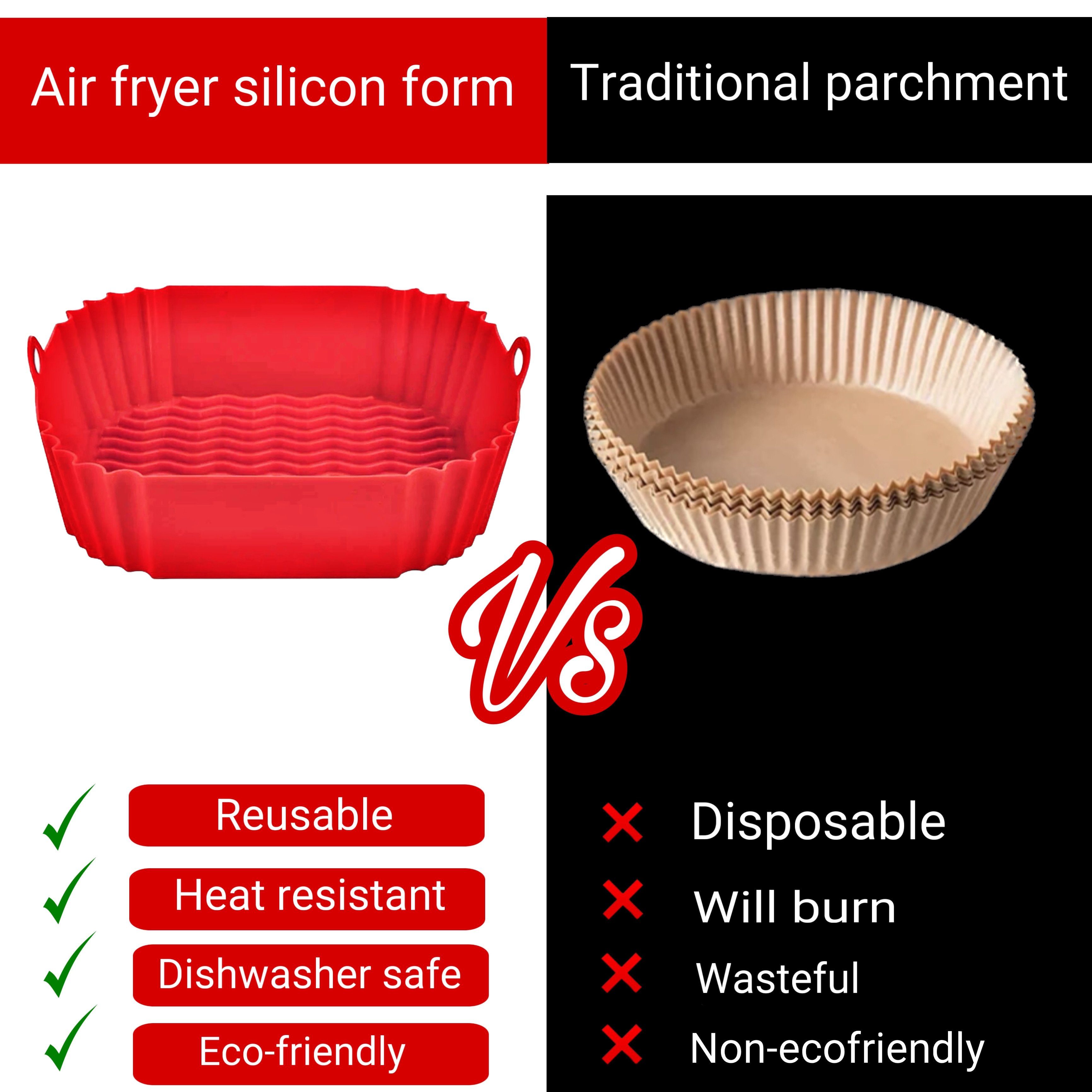 Quadratisch IhrHauz Ersatz, Fryer Heißluftfritteuse Silikon (1-tlg) Rot Air Backform Topf Backform