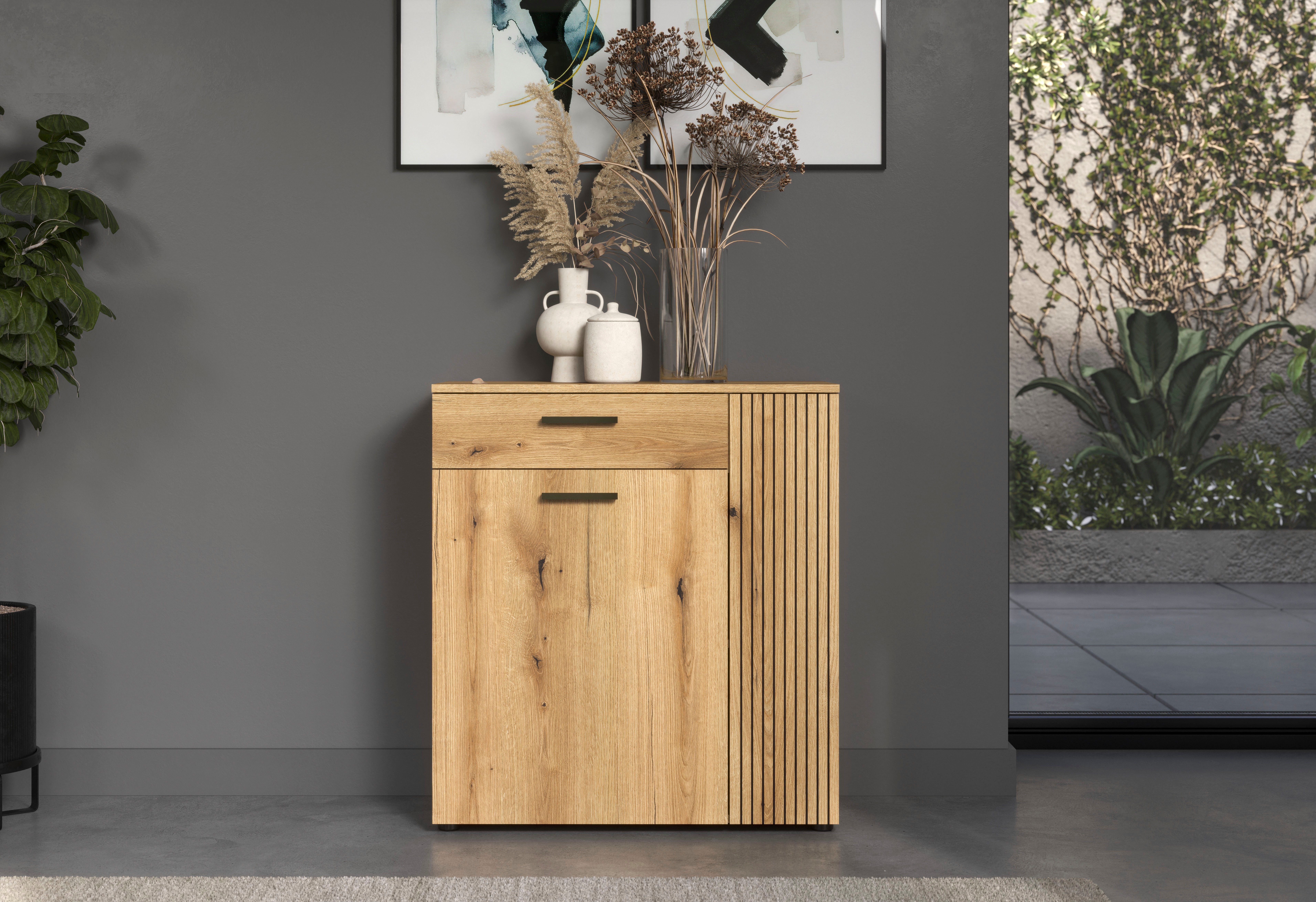 Home affaire Kommode Amrum (1 St), Schuhschrank 2 Türen & 1 Vollauszug Schublade - (B/T/H) 80/36/89 cm