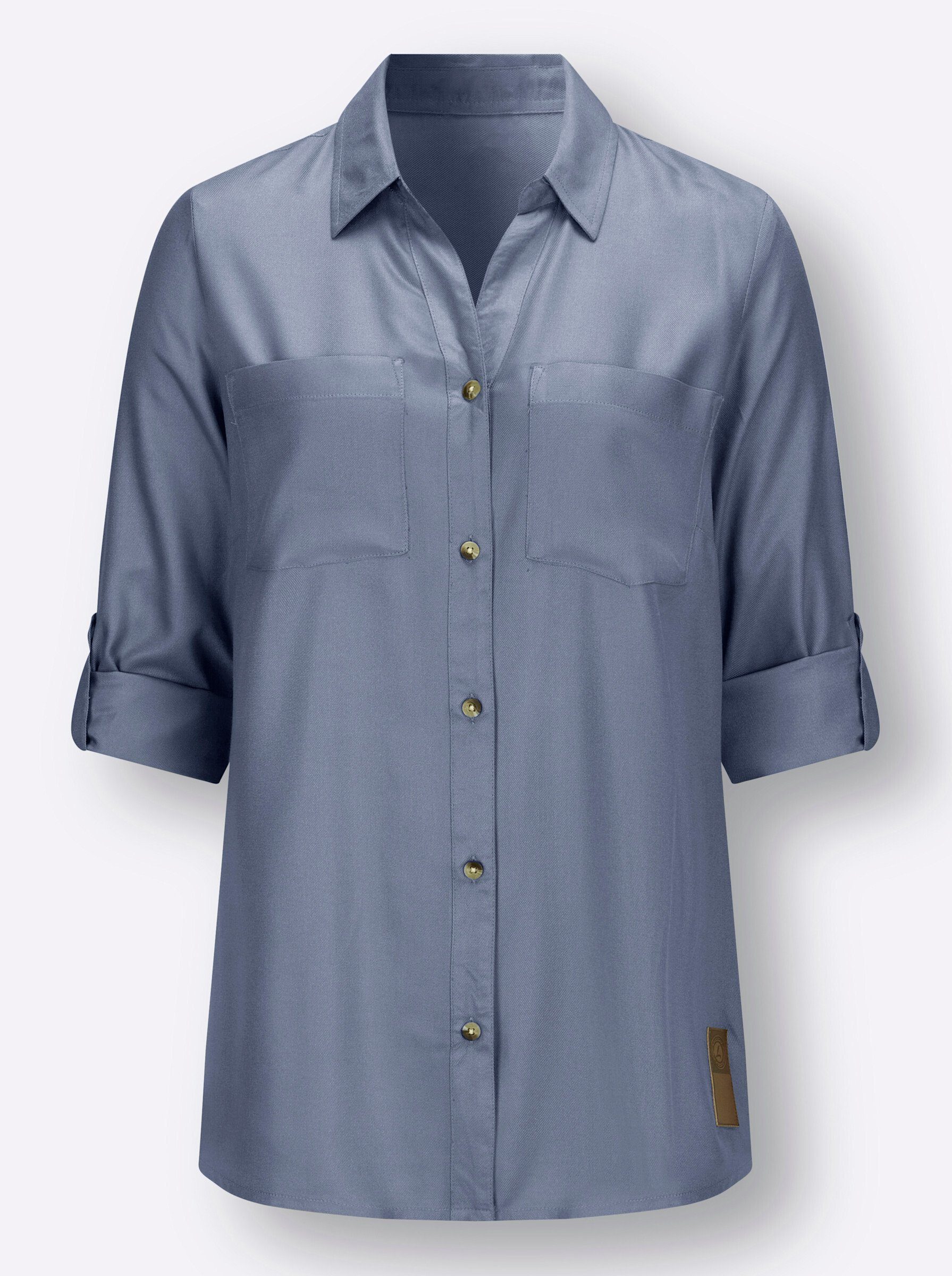 Klassische Bluse Longbluse Langarm