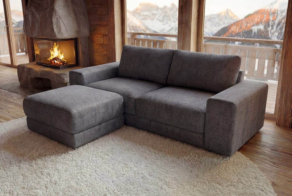 riess-ambiente 3-Sitzer LOFT 210cm grau - Vogue Velours Samt, Taschenfederkern, Rundumbezug, Einzelartikel 1 Teile, Moderne Couch - ideal für Wohn- und Schlafzi – Bild 5 von 5