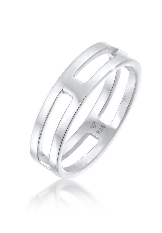 Kuzzoi Silberring Herren Bandring Steg Massiv 925 Silber, Markanter Ring im  kantigen Design für Männer