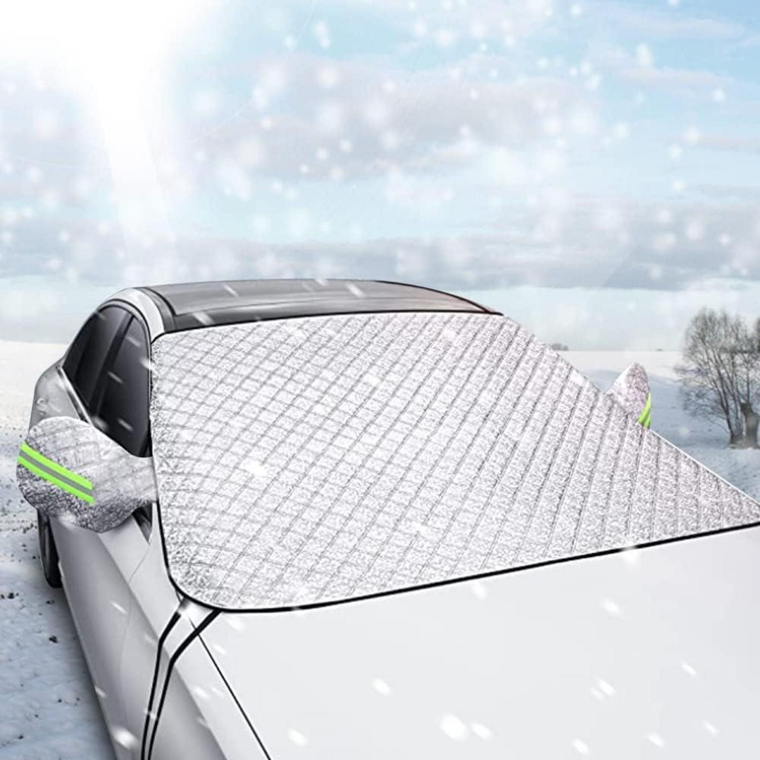LuxusKollektion Frontscheibenabdeckung Frontscheibenabdeckung Winter 197 x 125 cm PEVA UV-schutz Schwarz